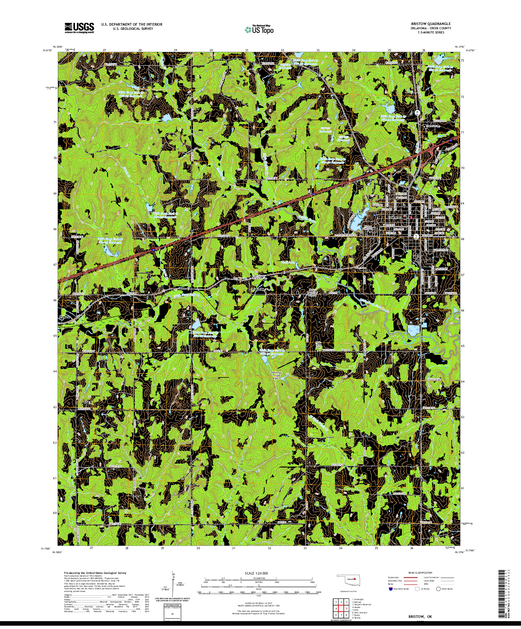 US TOPO 7.5-MINUTE MAP FOR BRISTOW, OK