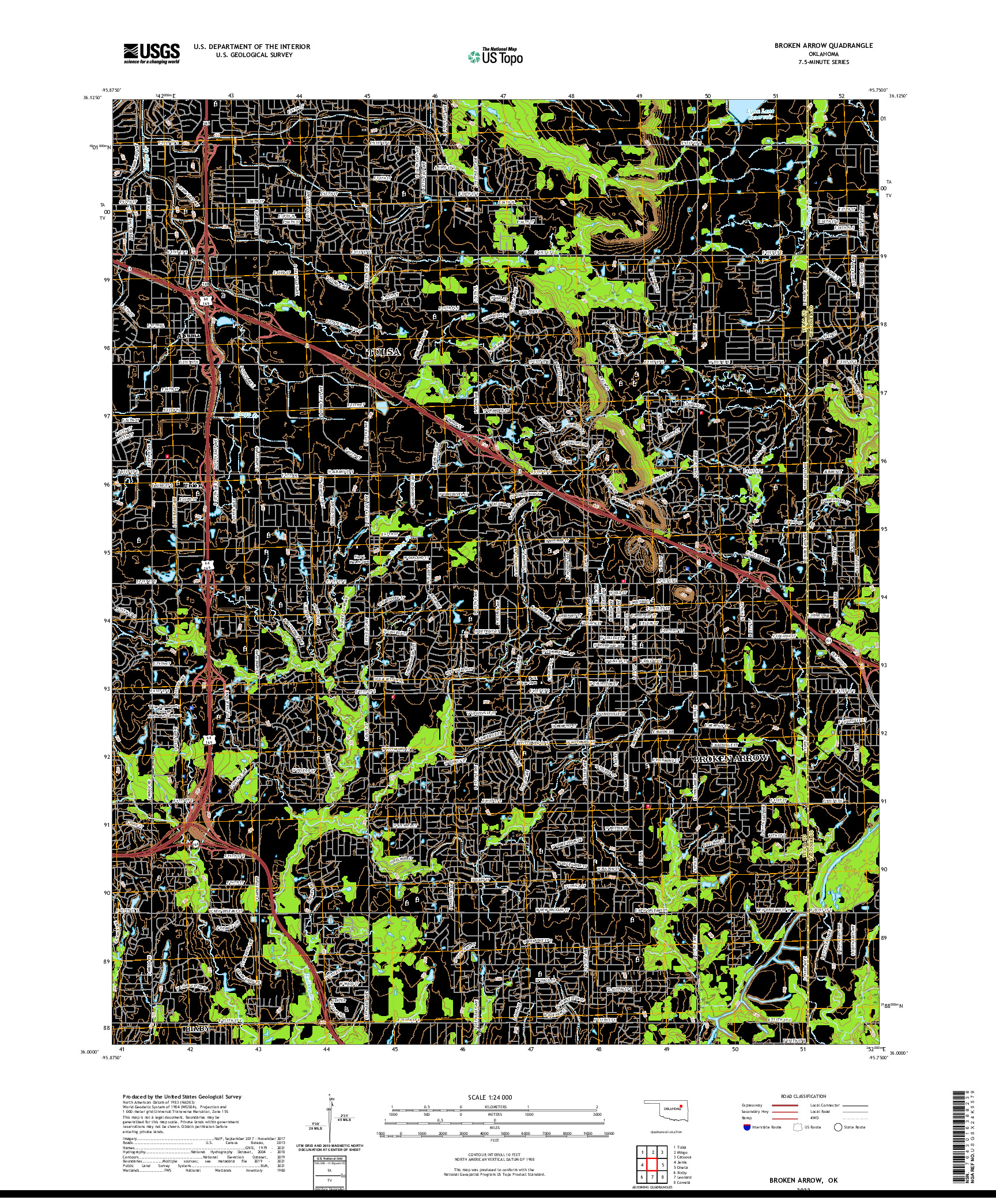 US TOPO 7.5-MINUTE MAP FOR BROKEN ARROW, OK