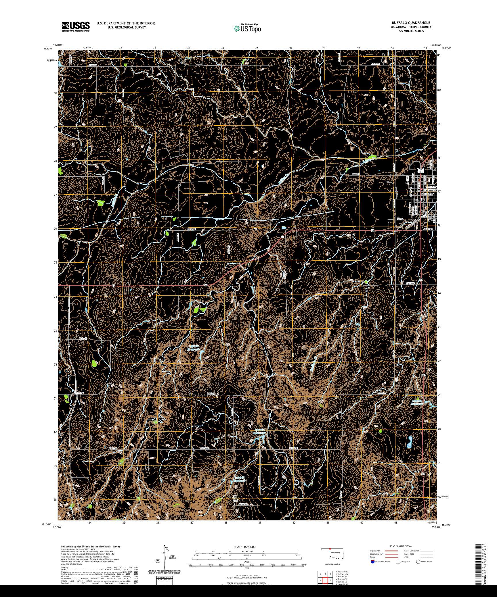 US TOPO 7.5-MINUTE MAP FOR BUFFALO, OK