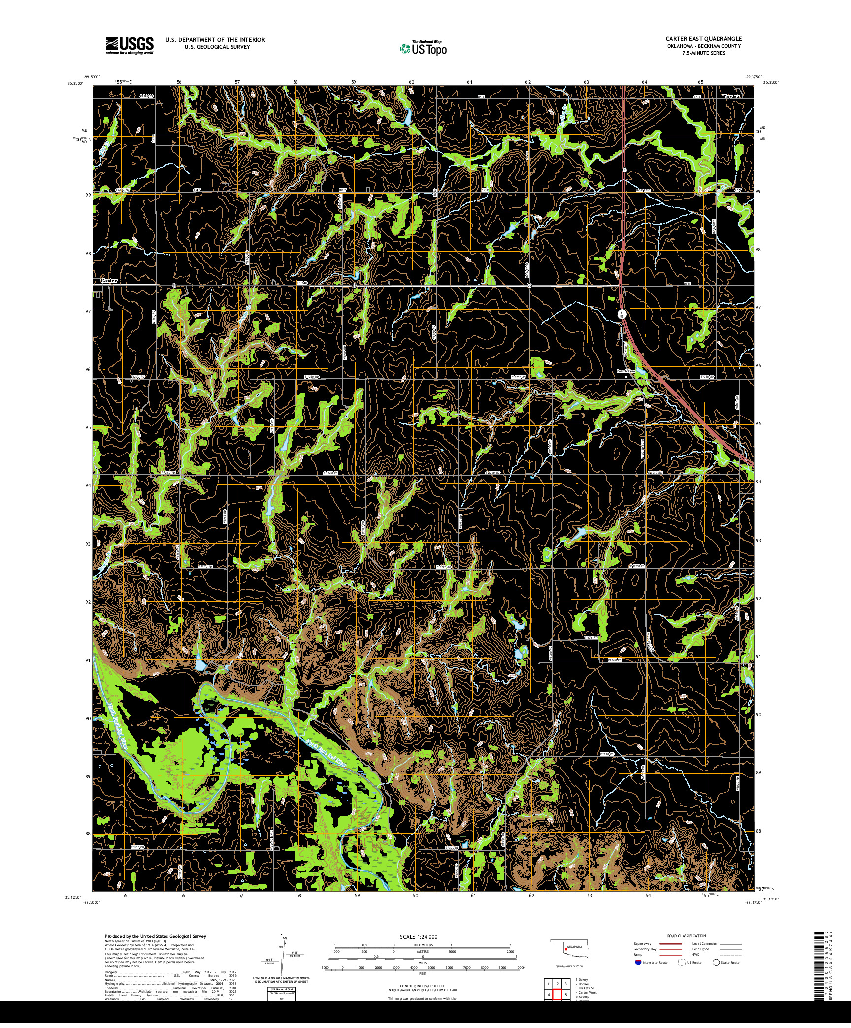 US TOPO 7.5-MINUTE MAP FOR CARTER EAST, OK