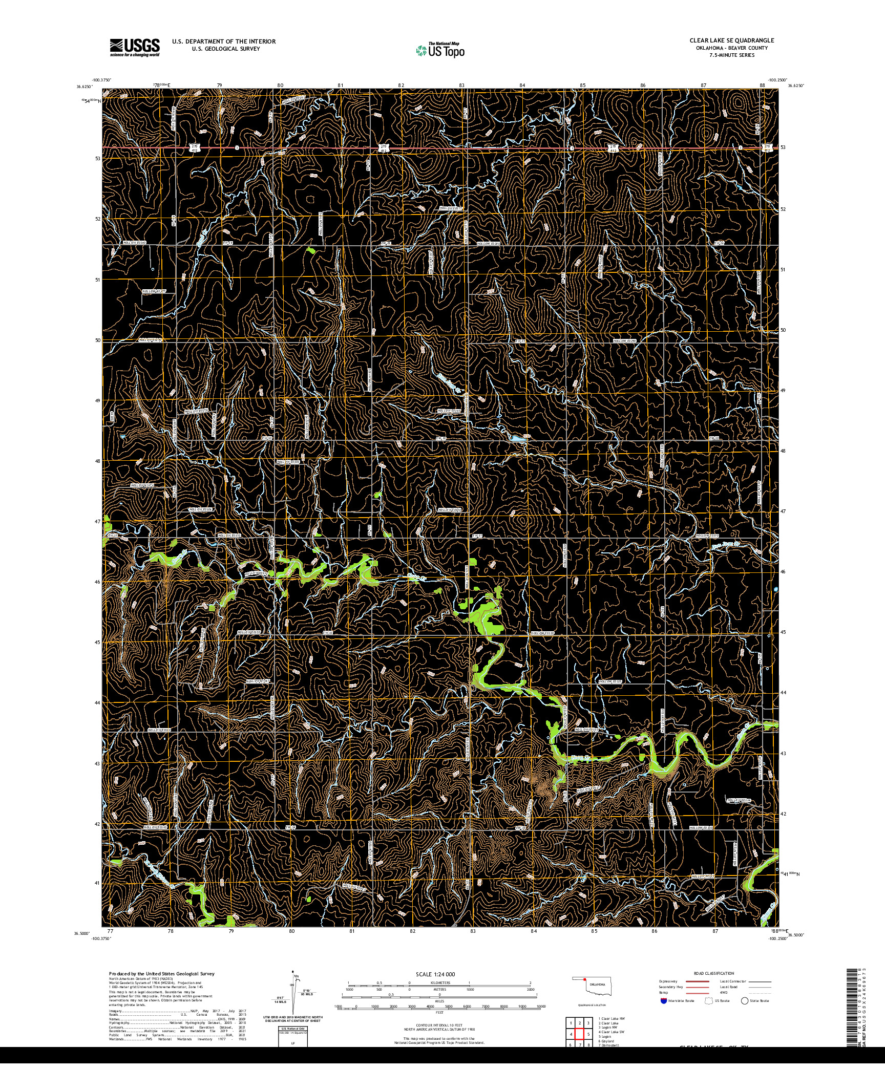 US TOPO 7.5-MINUTE MAP FOR CLEAR LAKE SE, OK,TX