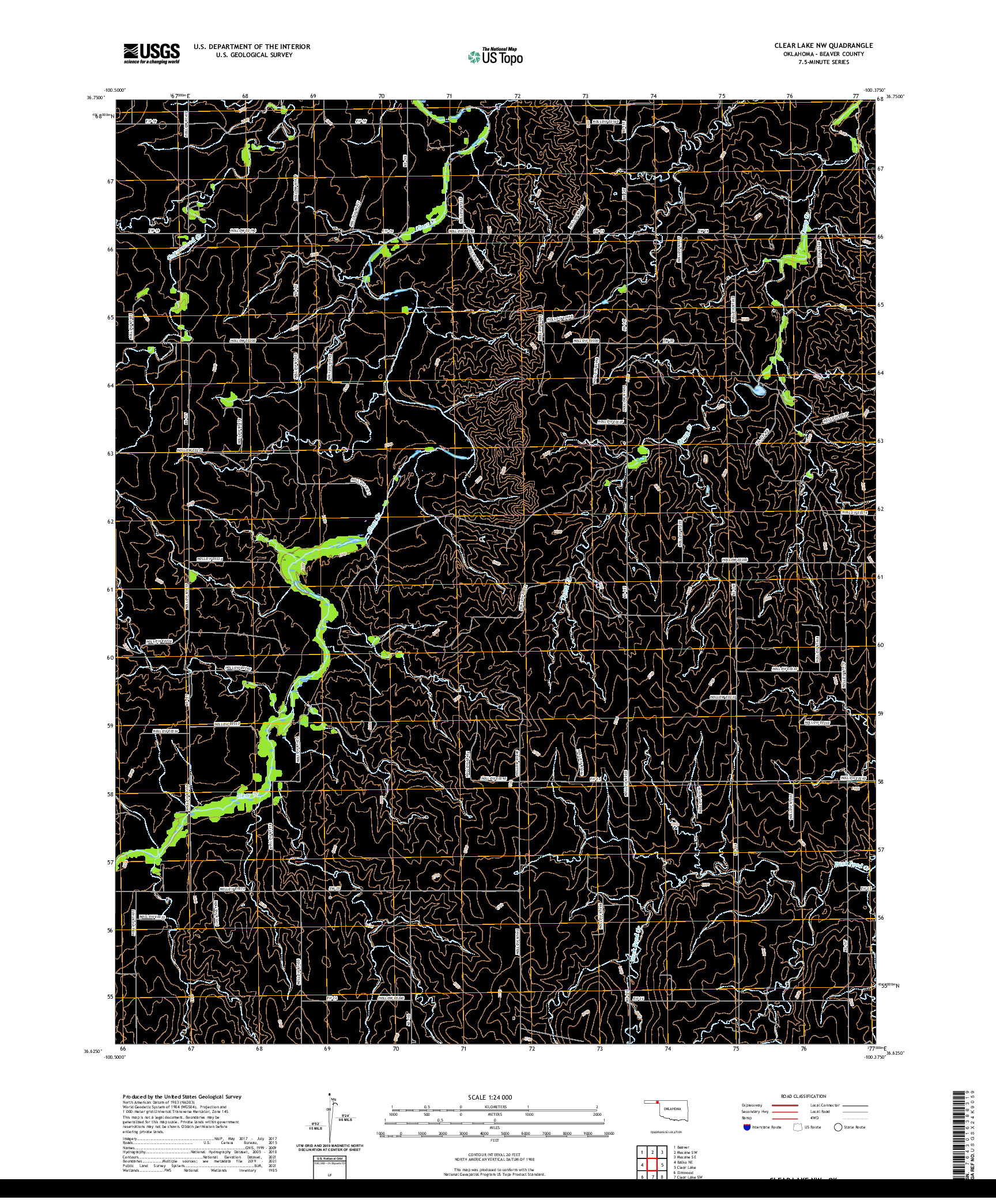 US TOPO 7.5-MINUTE MAP FOR CLEAR LAKE NW, OK