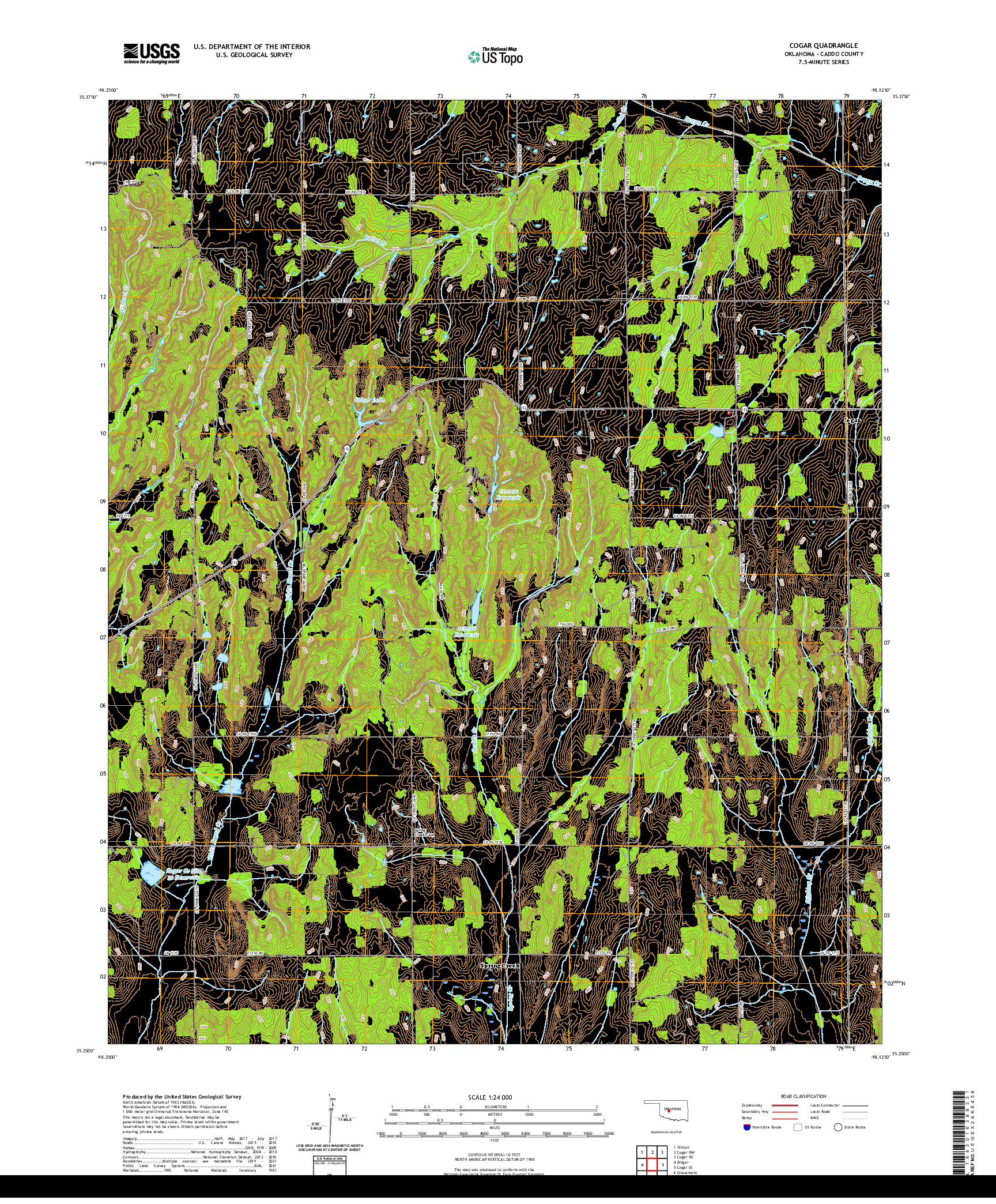 US TOPO 7.5-MINUTE MAP FOR COGAR, OK