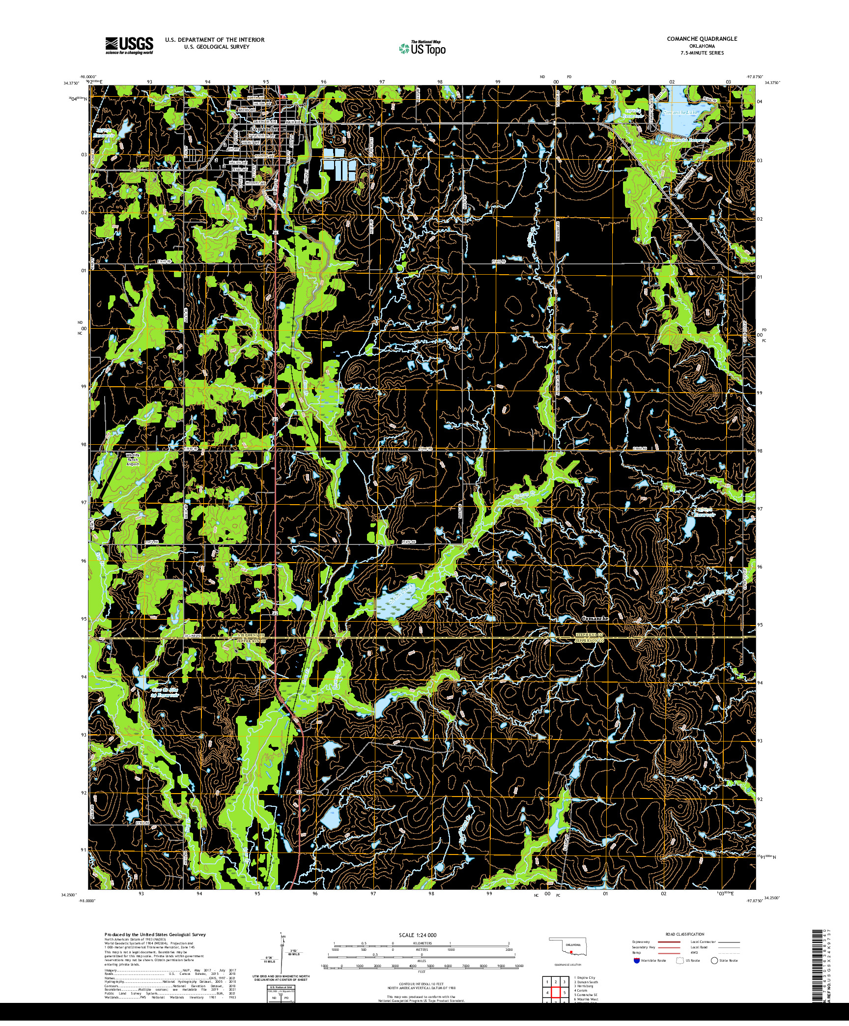 US TOPO 7.5-MINUTE MAP FOR COMANCHE, OK