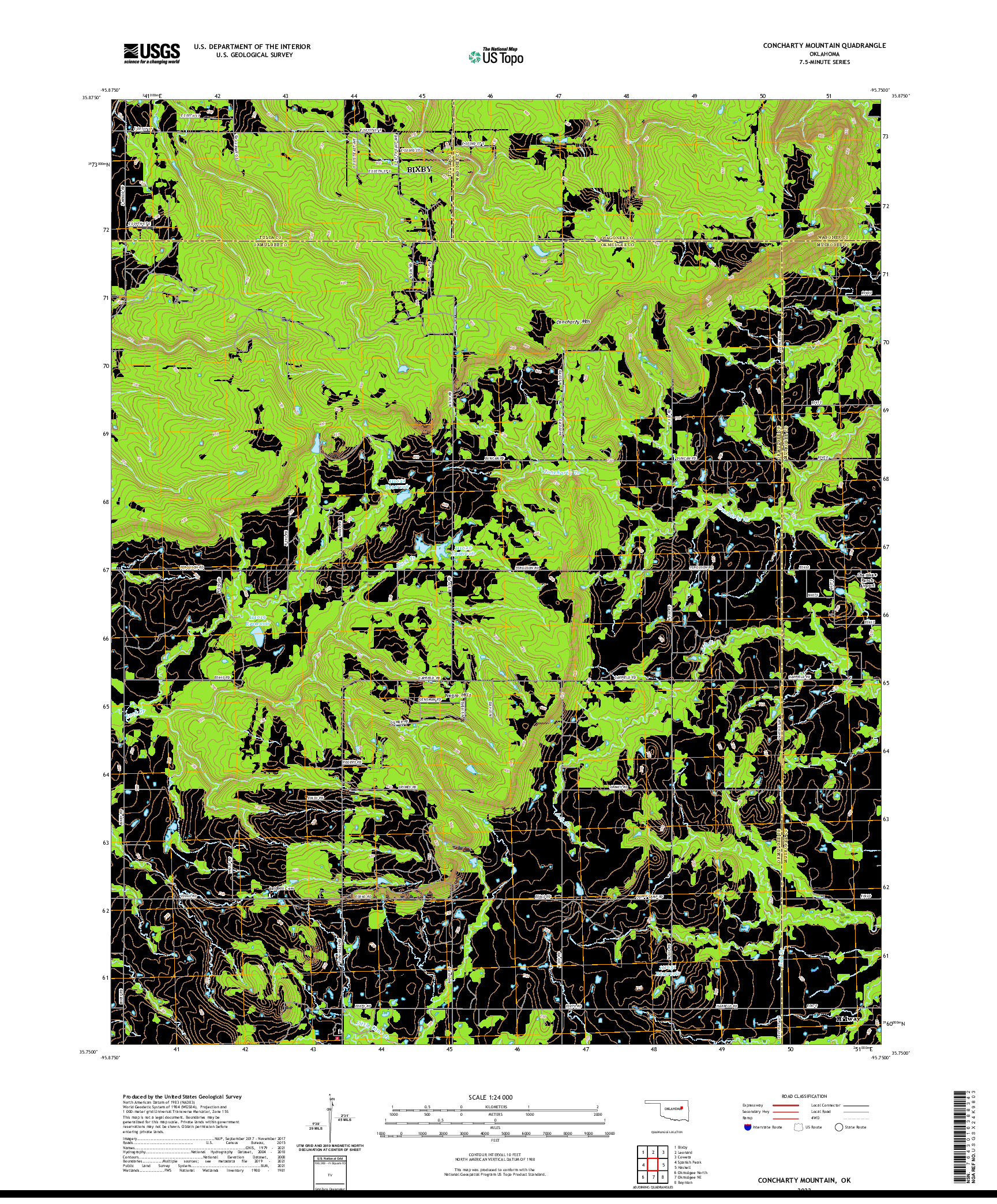 US TOPO 7.5-MINUTE MAP FOR CONCHARTY MOUNTAIN, OK