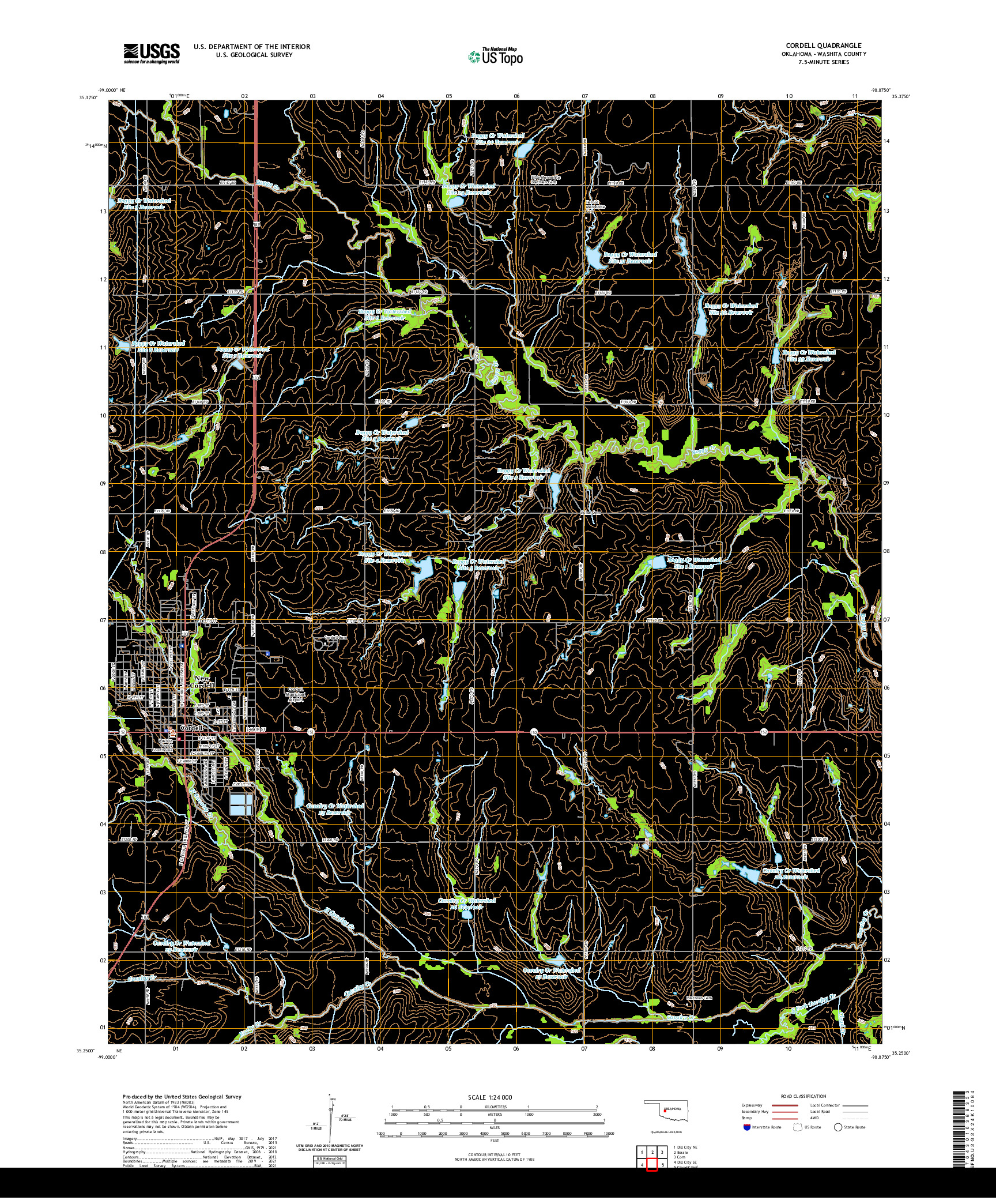 US TOPO 7.5-MINUTE MAP FOR CORDELL, OK