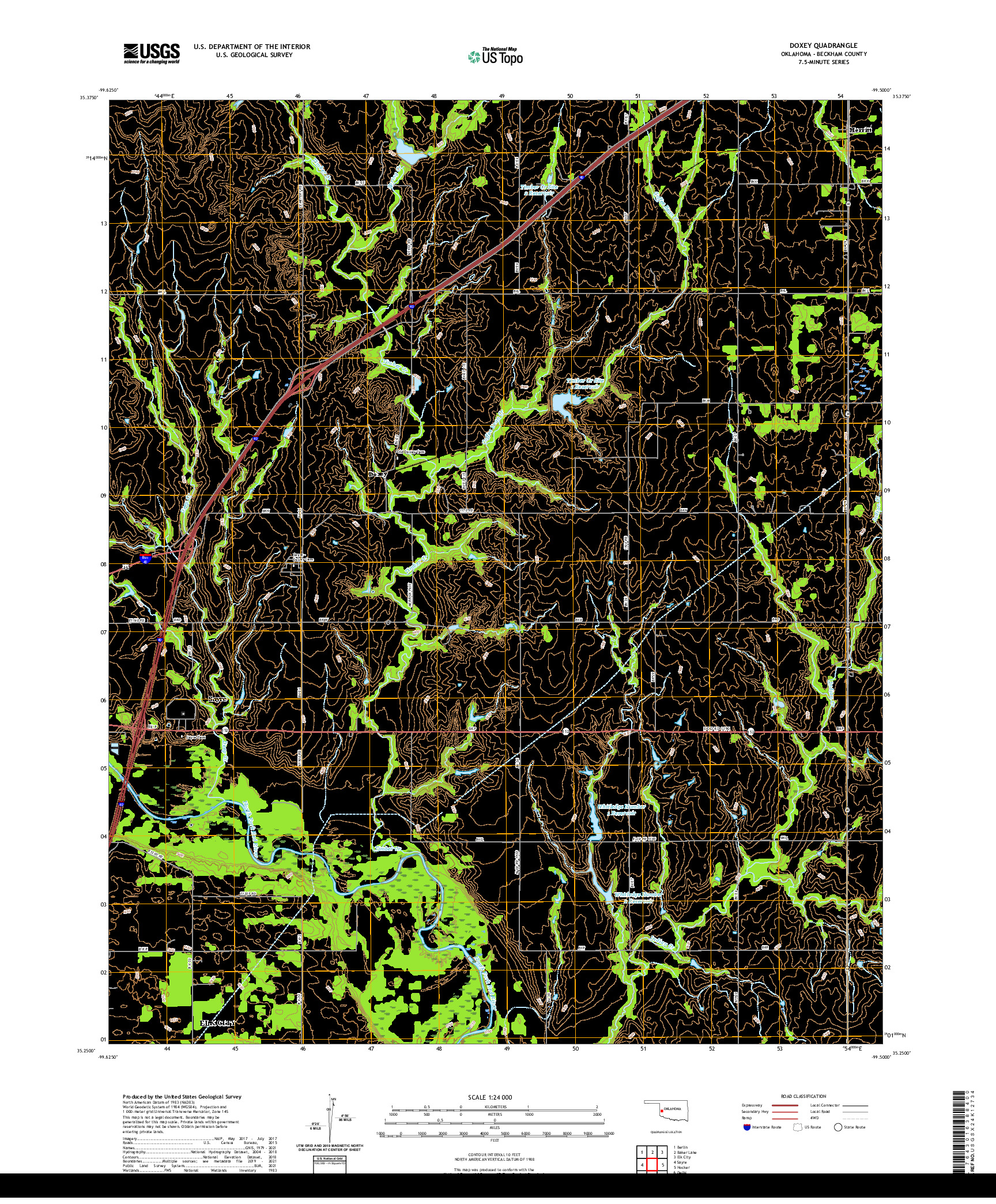 US TOPO 7.5-MINUTE MAP FOR DOXEY, OK