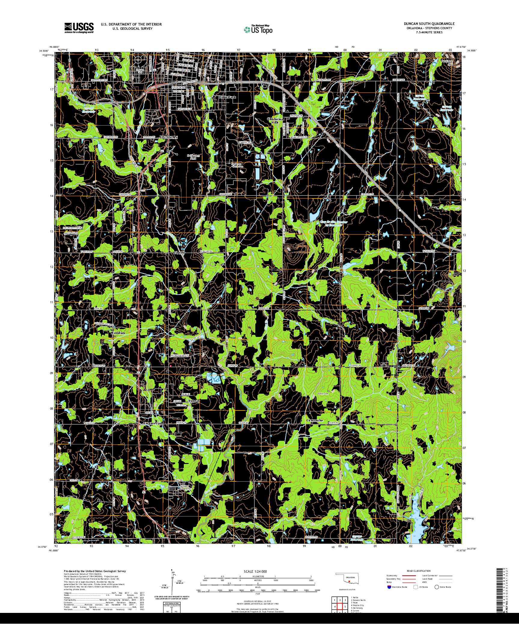 US TOPO 7.5-MINUTE MAP FOR DUNCAN SOUTH, OK