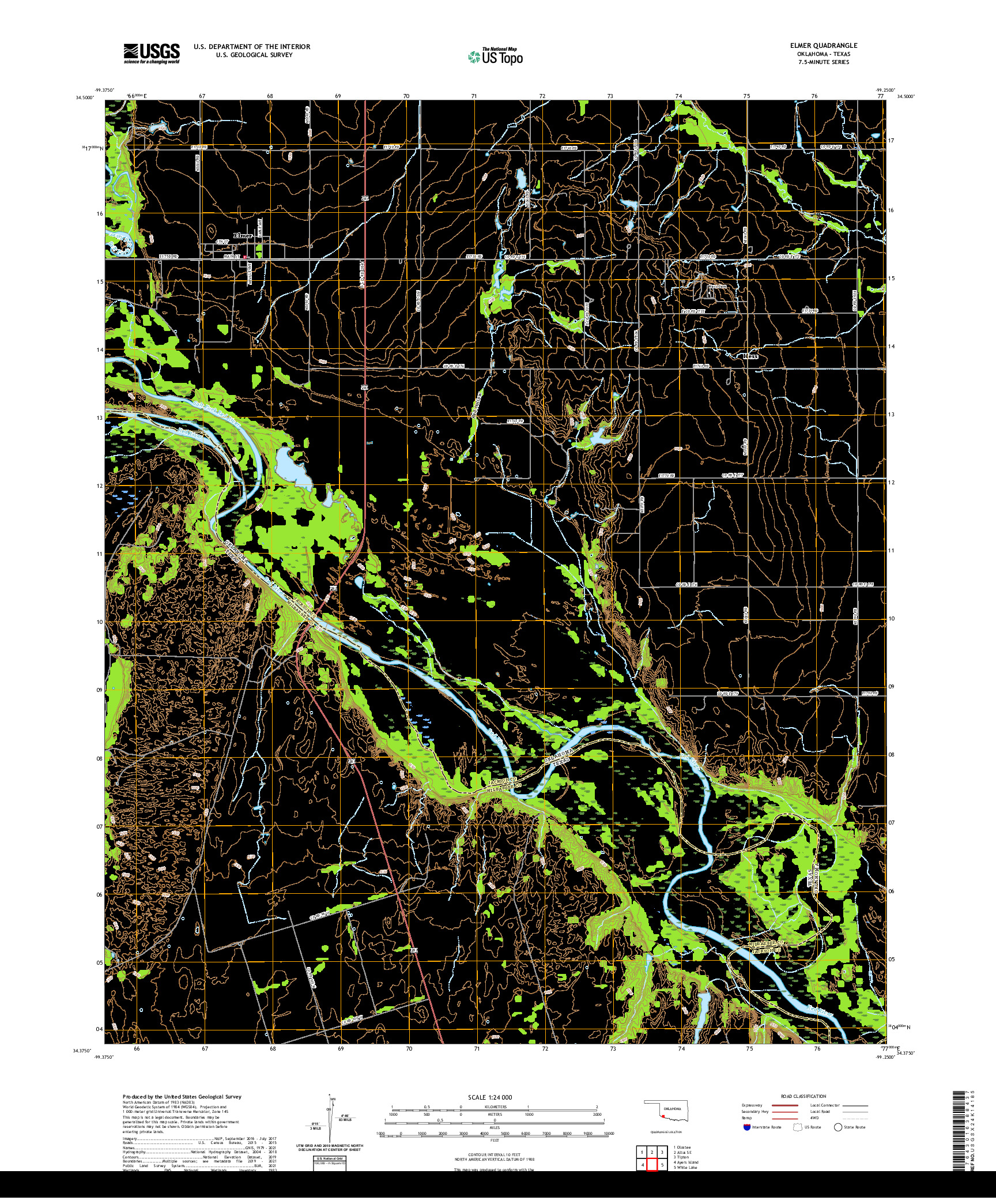 US TOPO 7.5-MINUTE MAP FOR ELMER, OK,TX