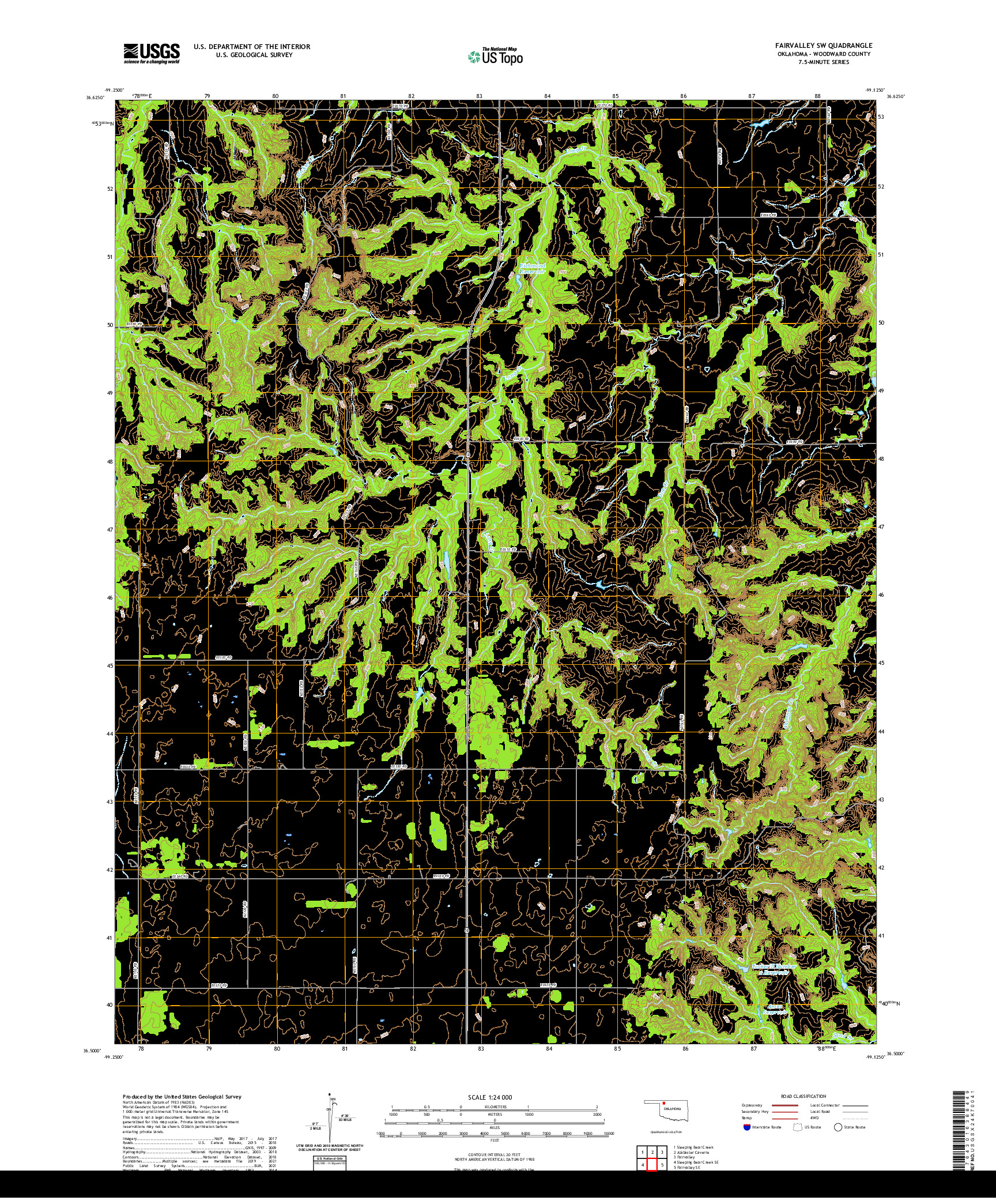 US TOPO 7.5-MINUTE MAP FOR FAIRVALLEY SW, OK