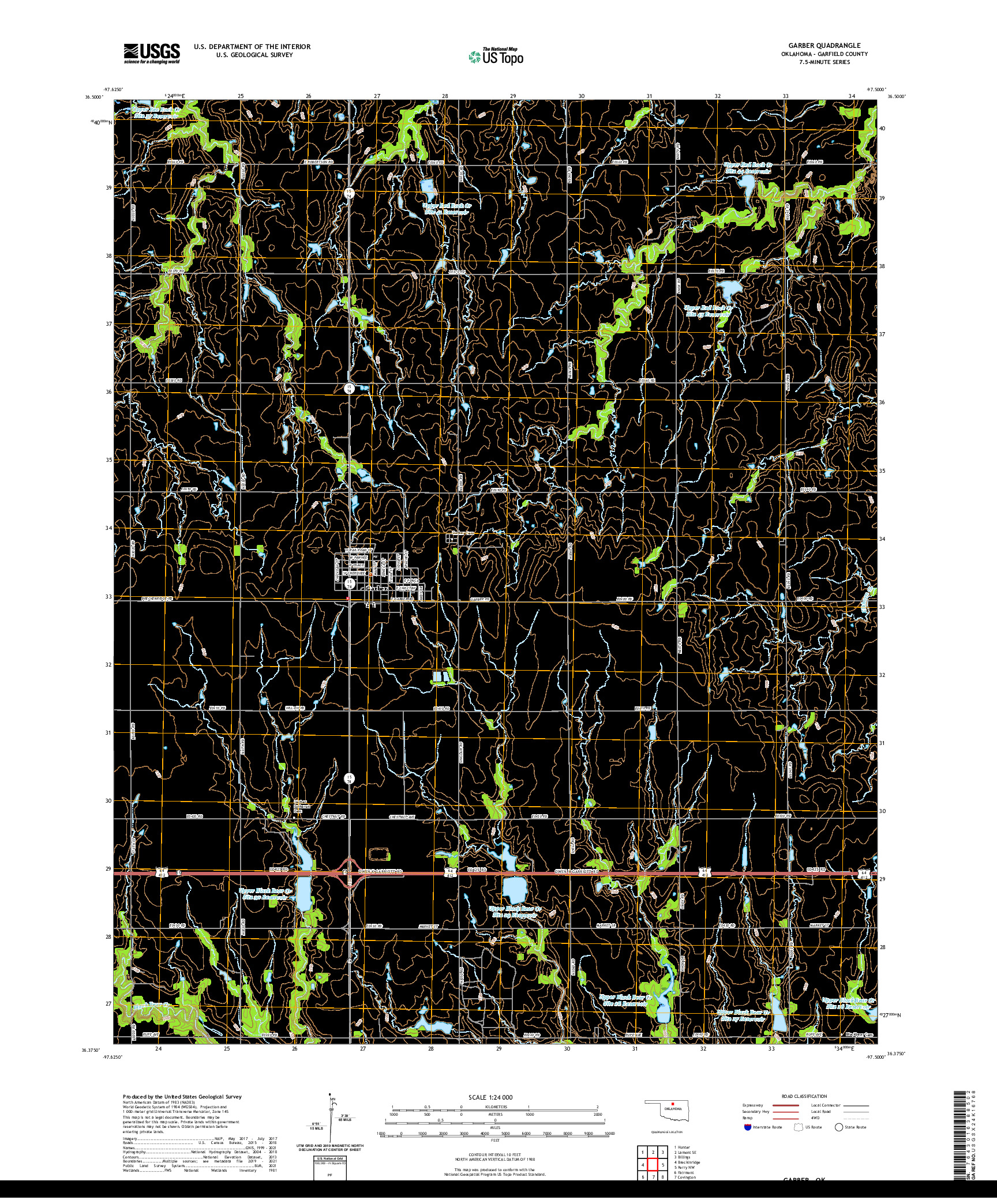 US TOPO 7.5-MINUTE MAP FOR GARBER, OK