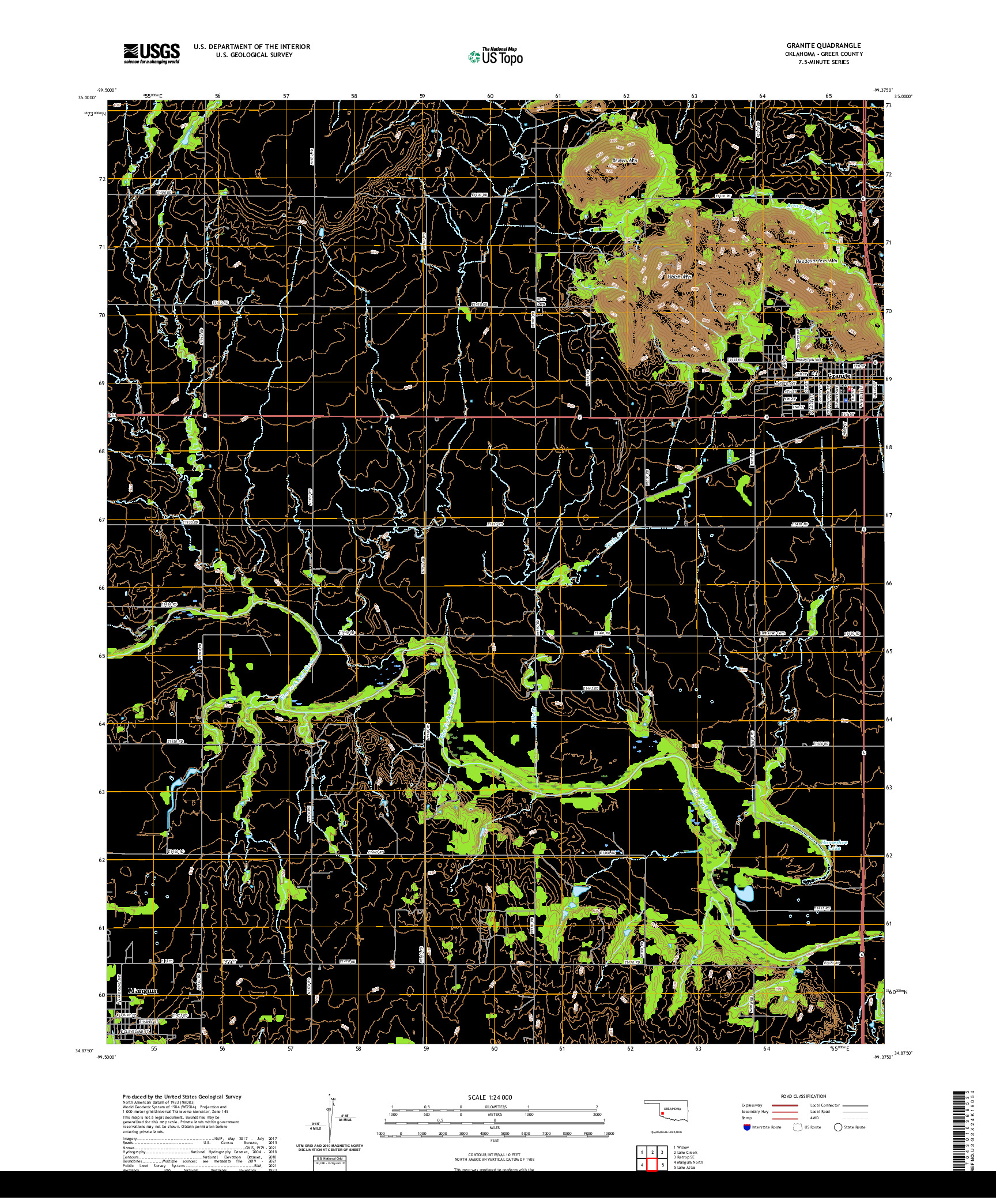 US TOPO 7.5-MINUTE MAP FOR GRANITE, OK