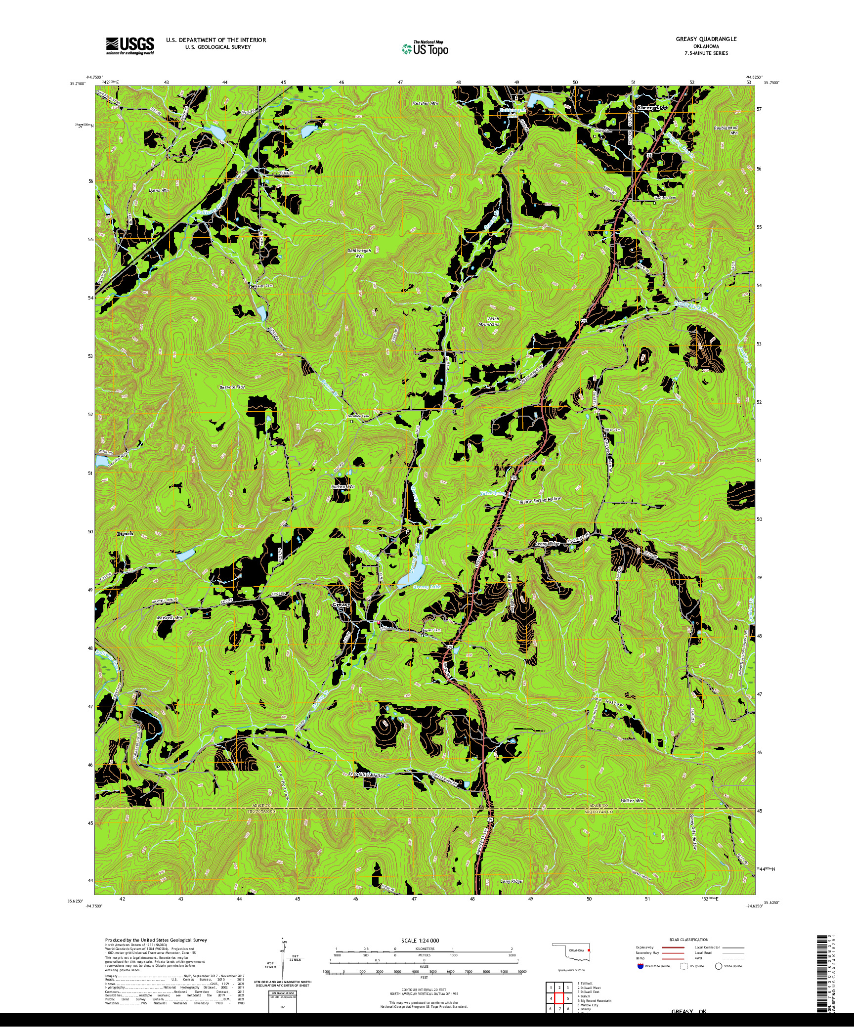 US TOPO 7.5-MINUTE MAP FOR GREASY, OK