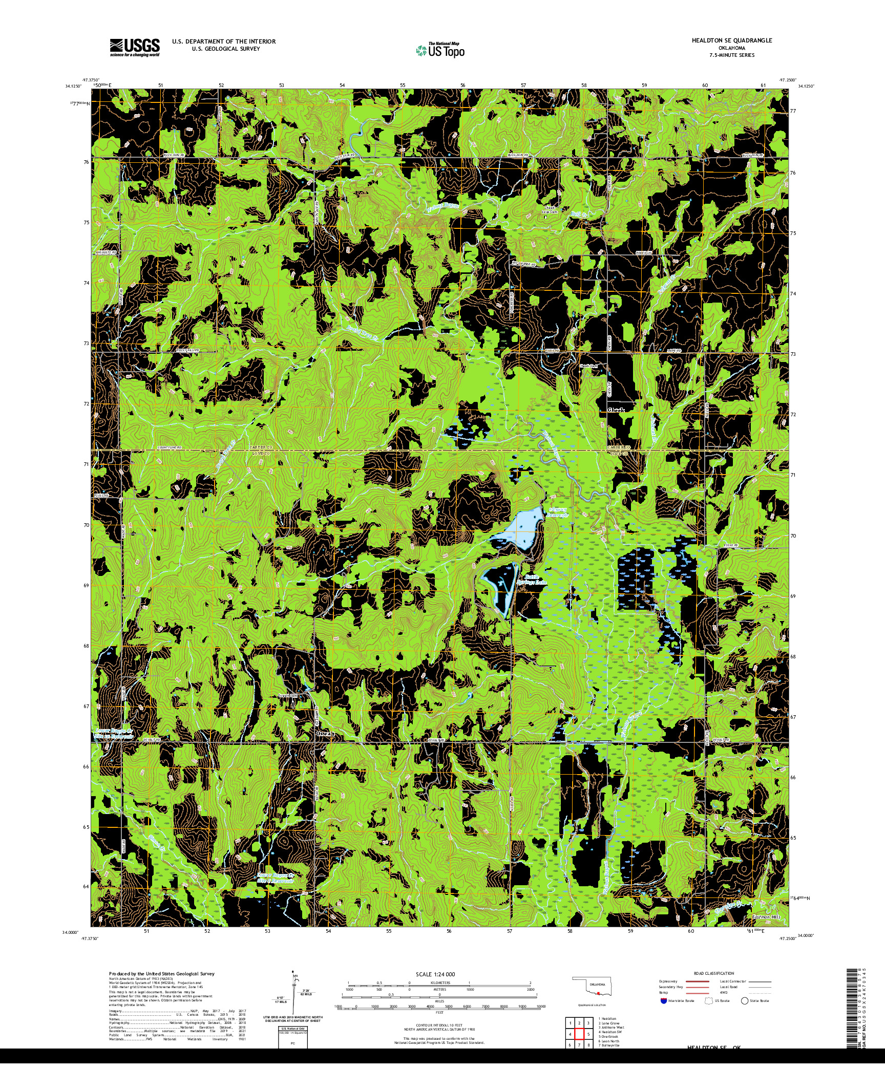 US TOPO 7.5-MINUTE MAP FOR HEALDTON SE, OK