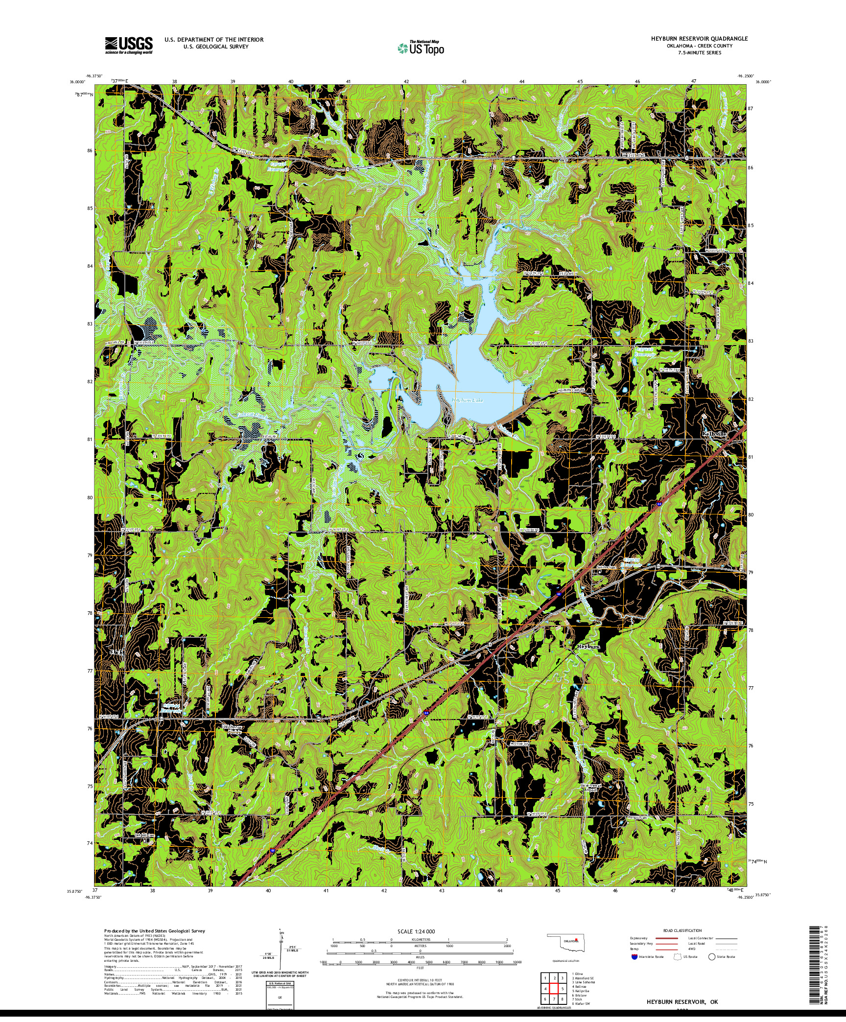 US TOPO 7.5-MINUTE MAP FOR HEYBURN RESERVOIR, OK