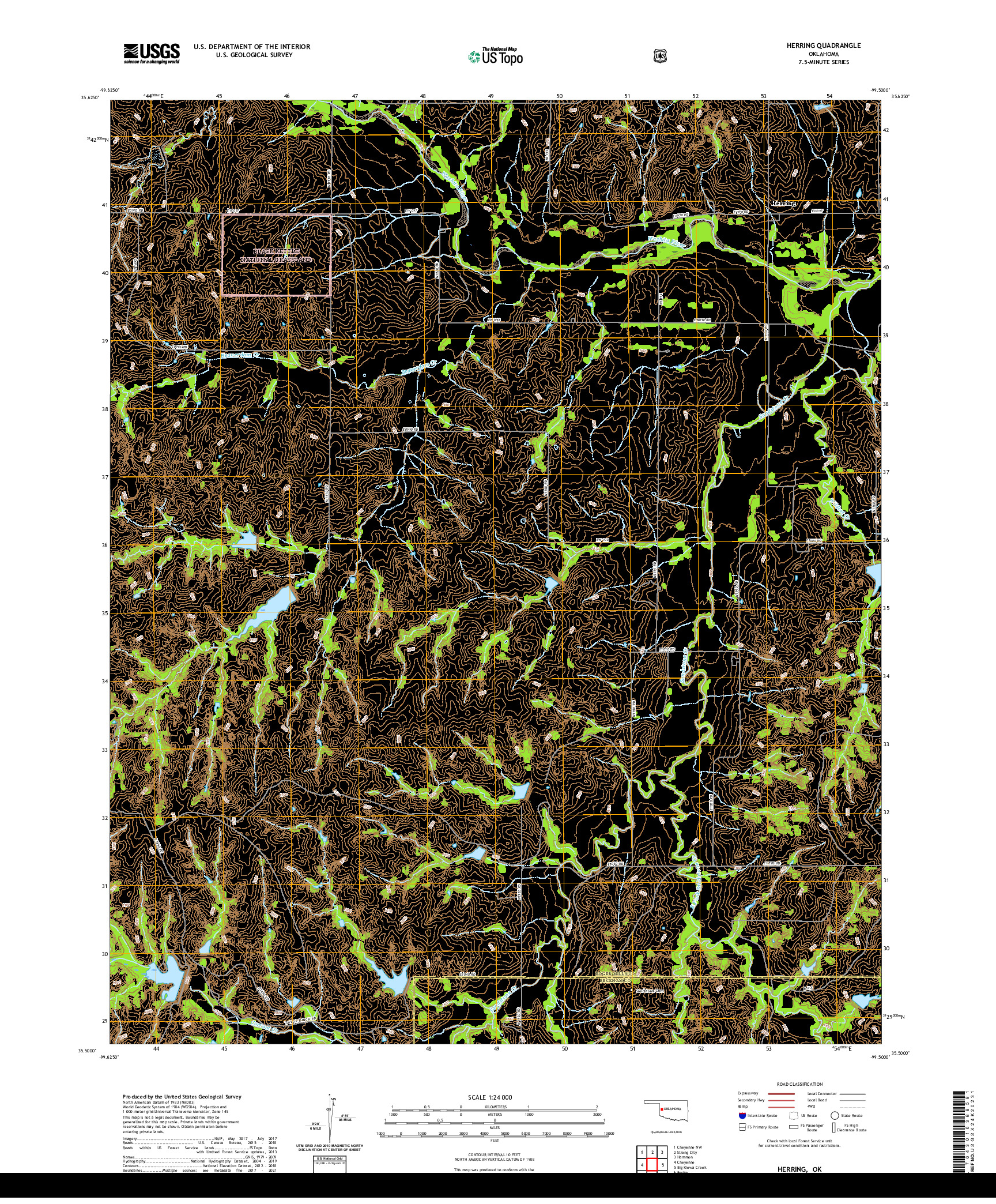 US TOPO 7.5-MINUTE MAP FOR HERRING, OK