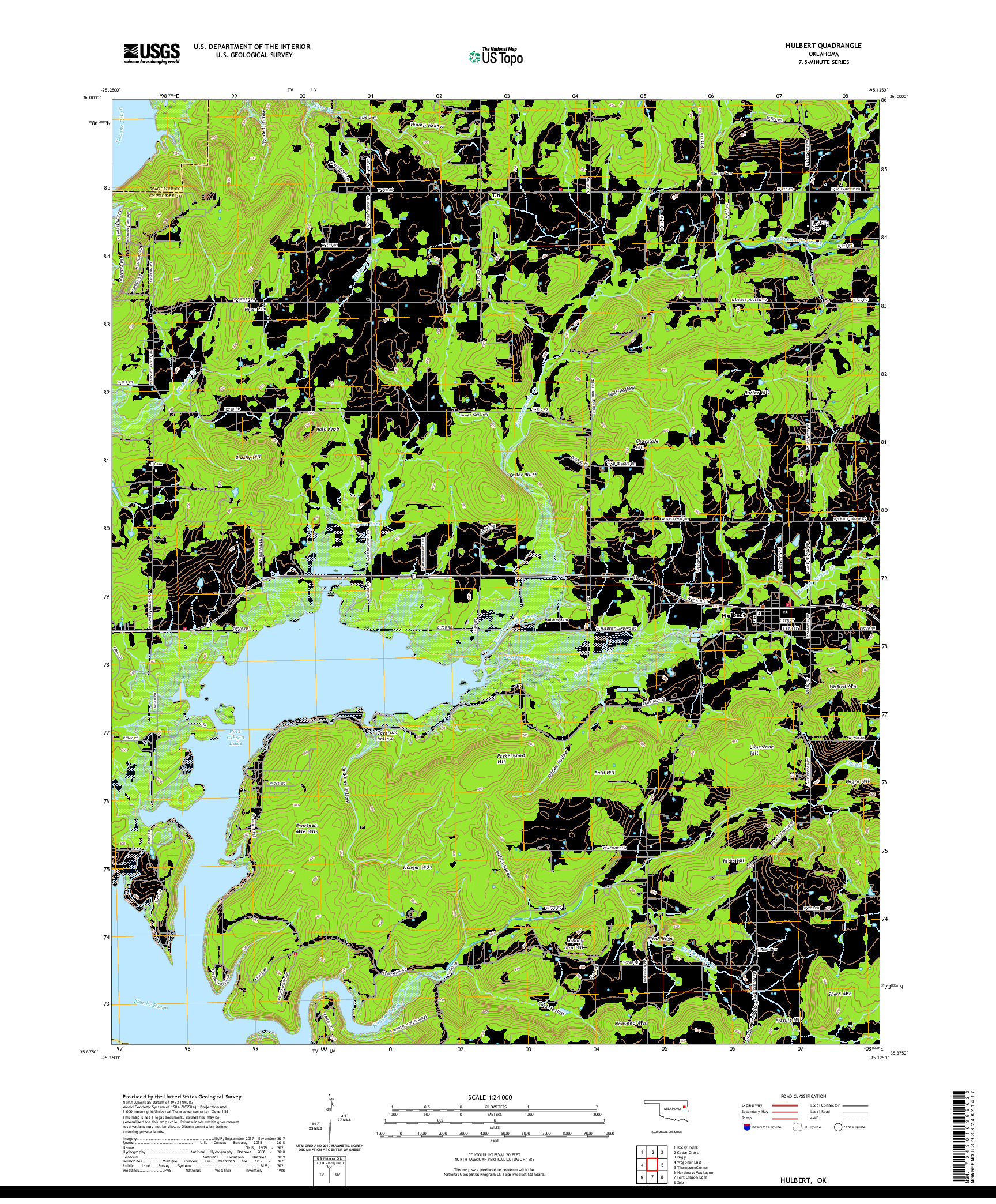 US TOPO 7.5-MINUTE MAP FOR HULBERT, OK