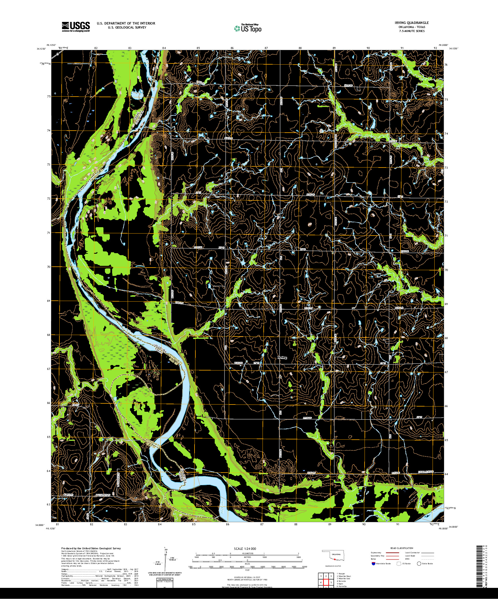 US TOPO 7.5-MINUTE MAP FOR IRVING, OK,TX