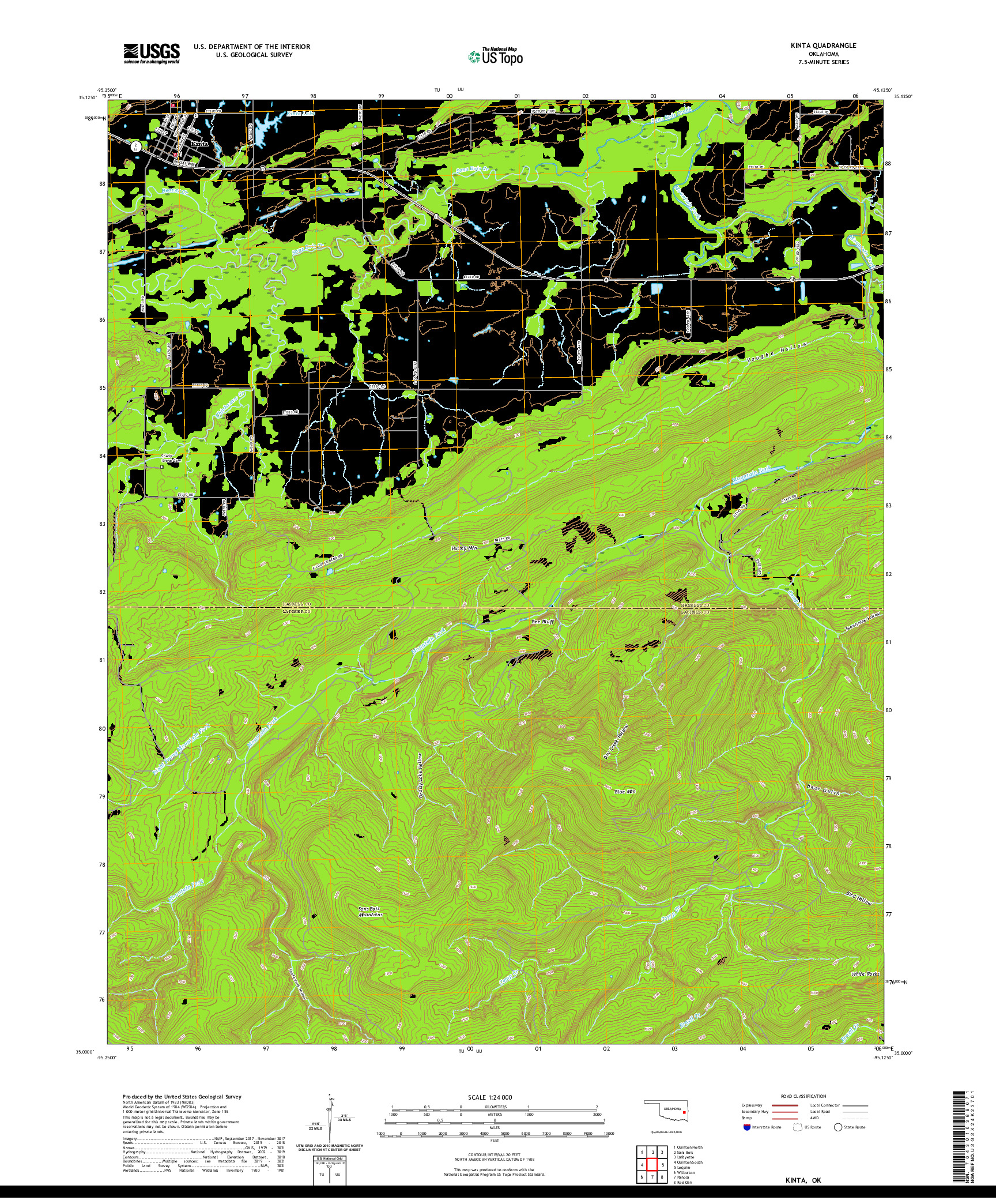 US TOPO 7.5-MINUTE MAP FOR KINTA, OK