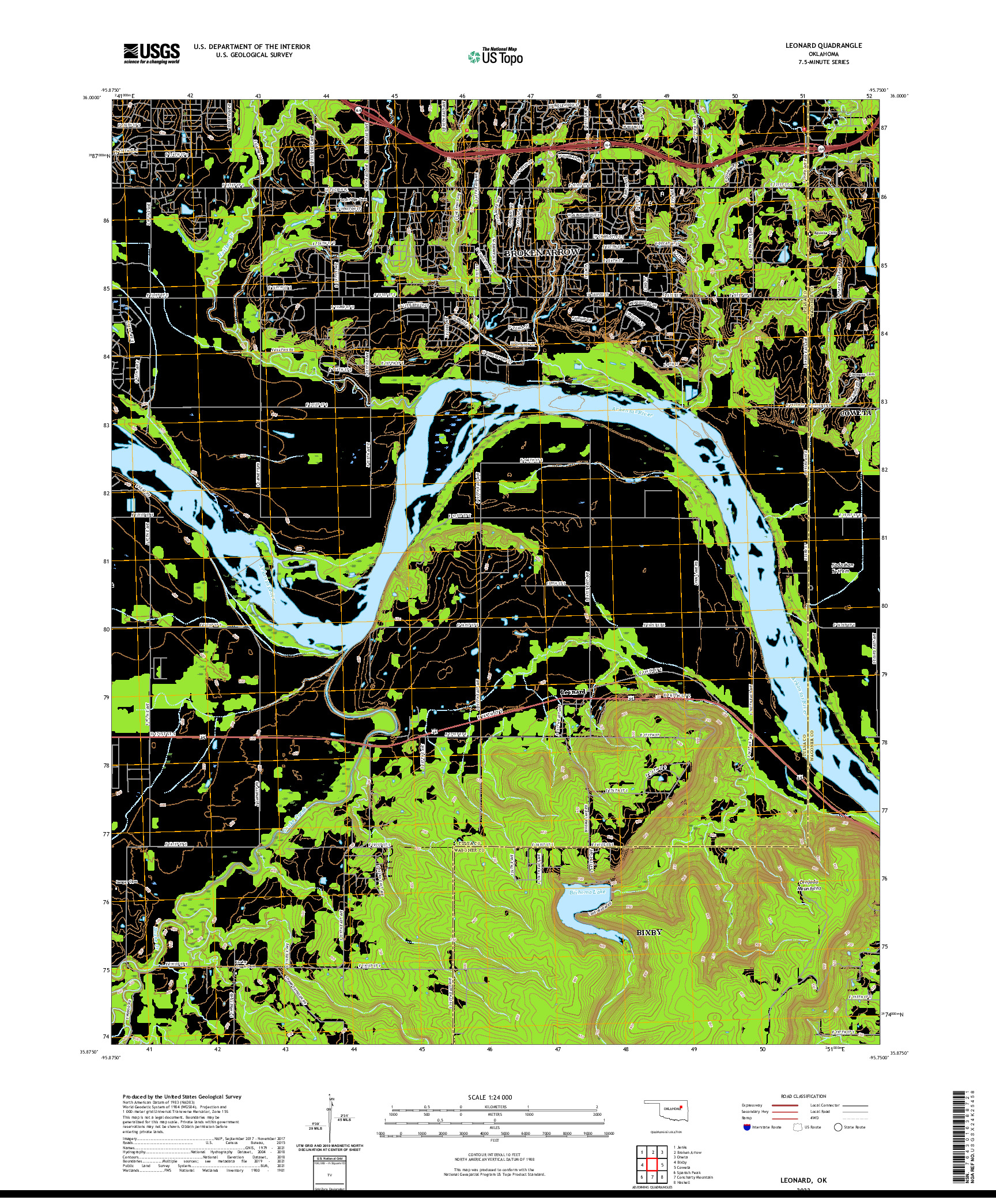 US TOPO 7.5-MINUTE MAP FOR LEONARD, OK