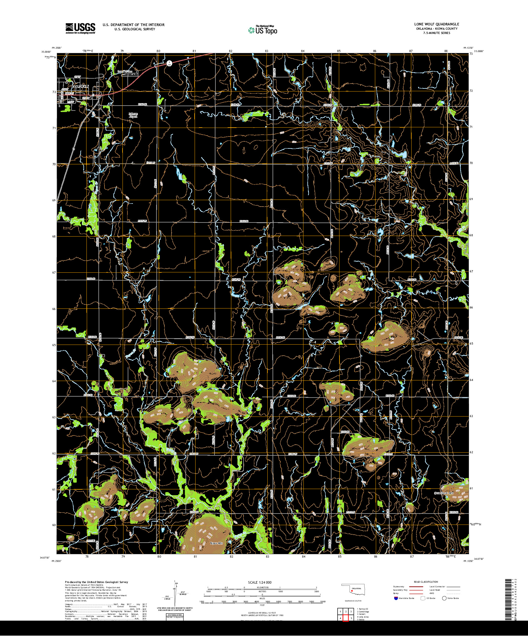 US TOPO 7.5-MINUTE MAP FOR LONE WOLF, OK