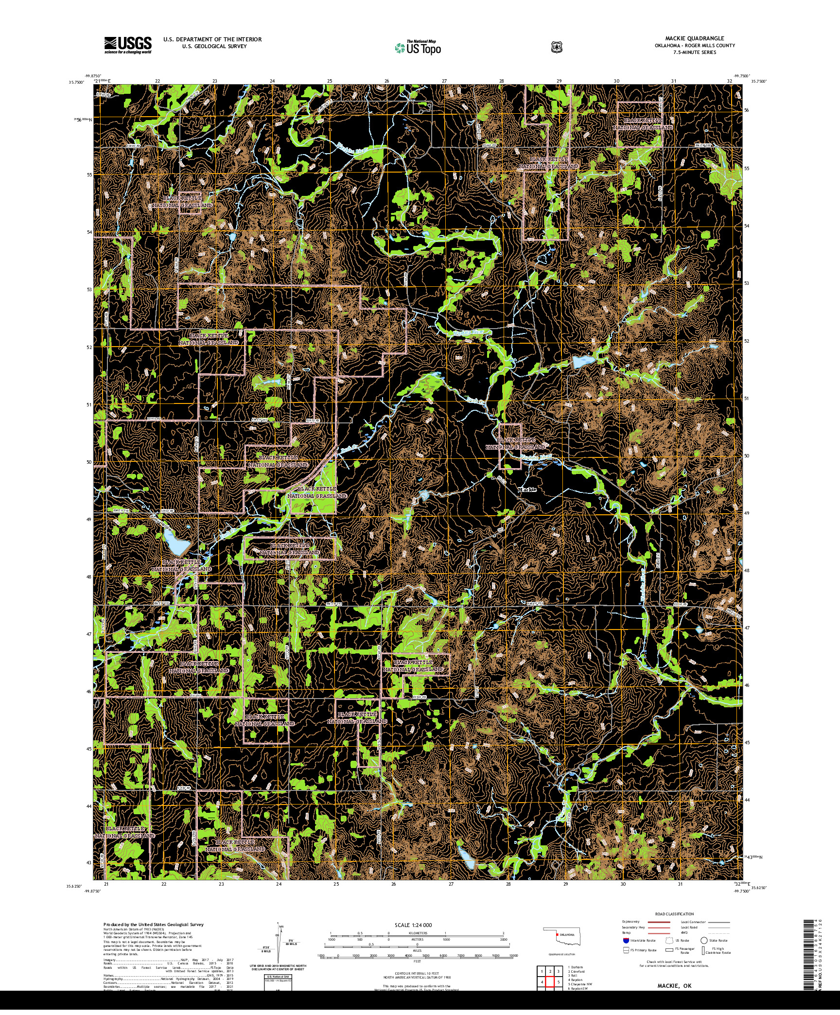 US TOPO 7.5-MINUTE MAP FOR MACKIE, OK