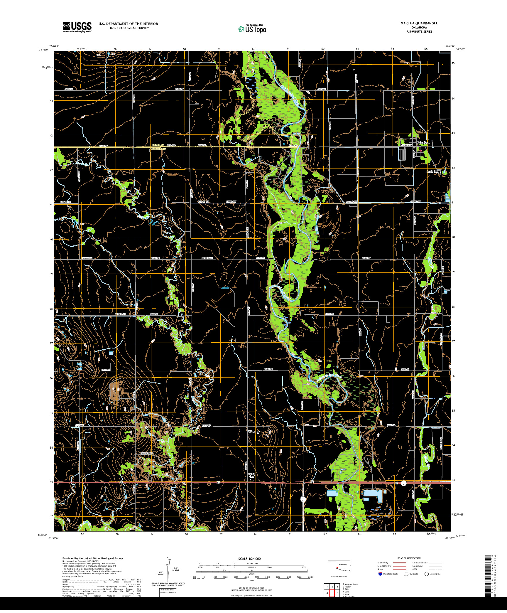 US TOPO 7.5-MINUTE MAP FOR MARTHA, OK