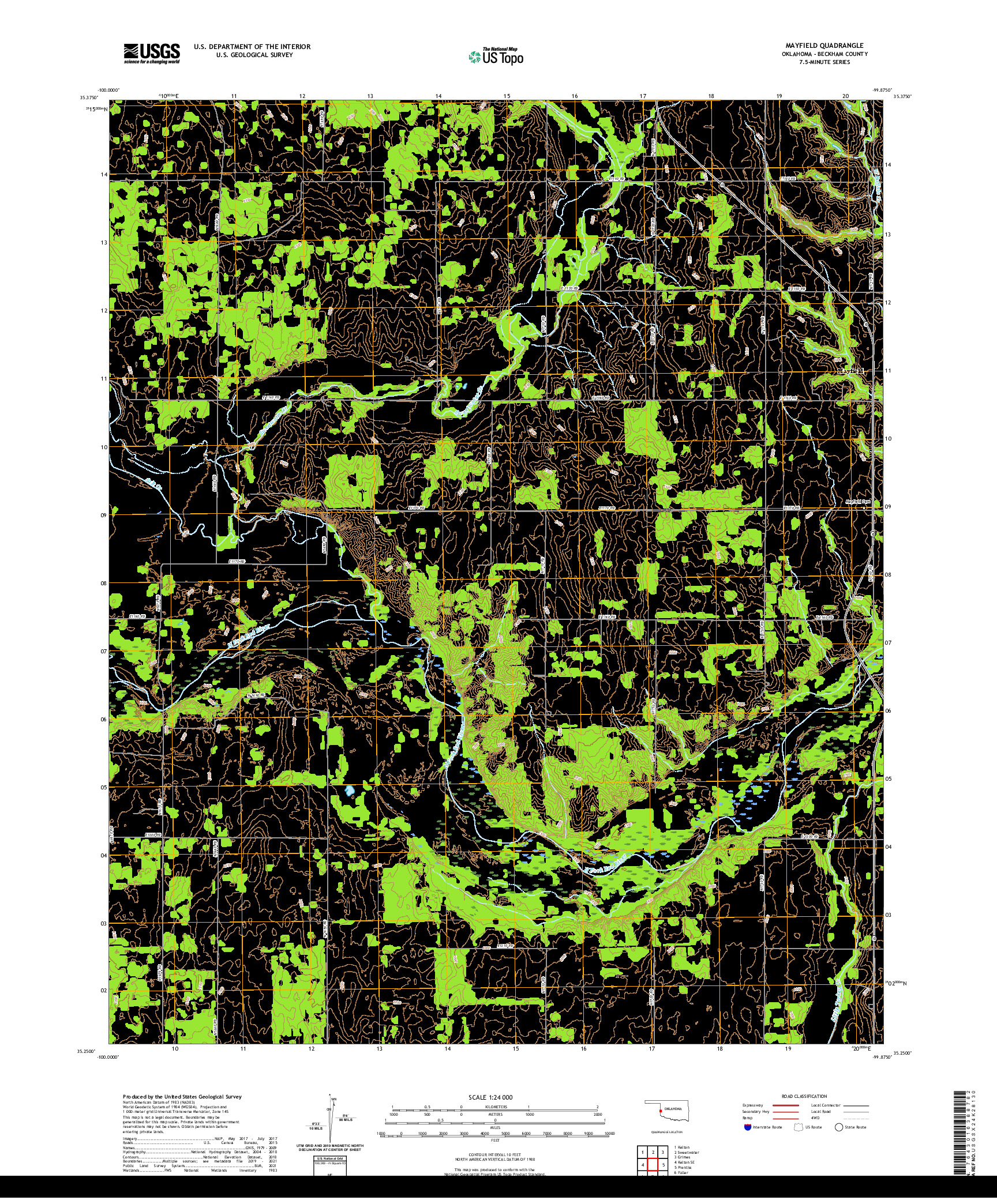 US TOPO 7.5-MINUTE MAP FOR MAYFIELD, OK