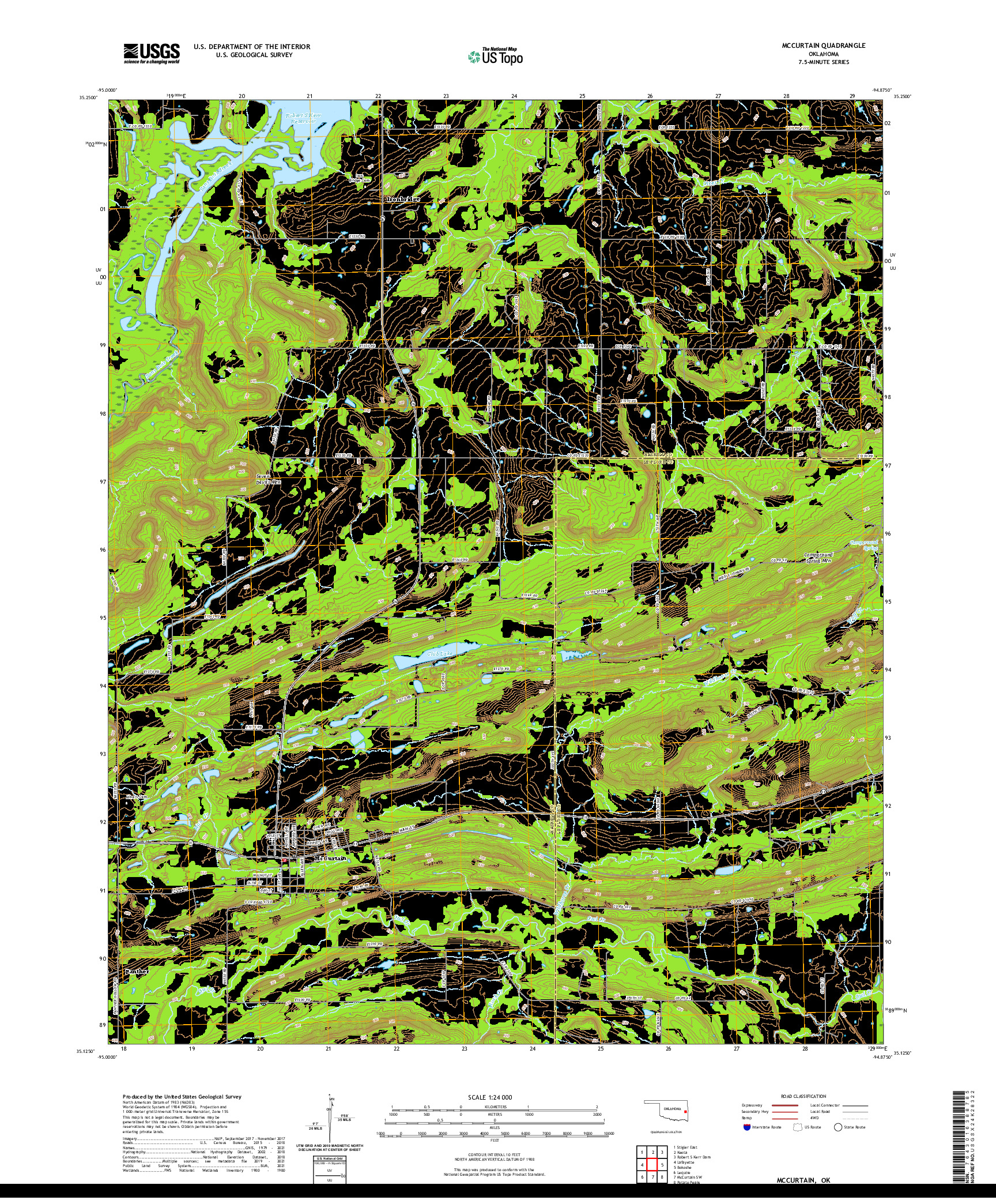 US TOPO 7.5-MINUTE MAP FOR MCCURTAIN, OK