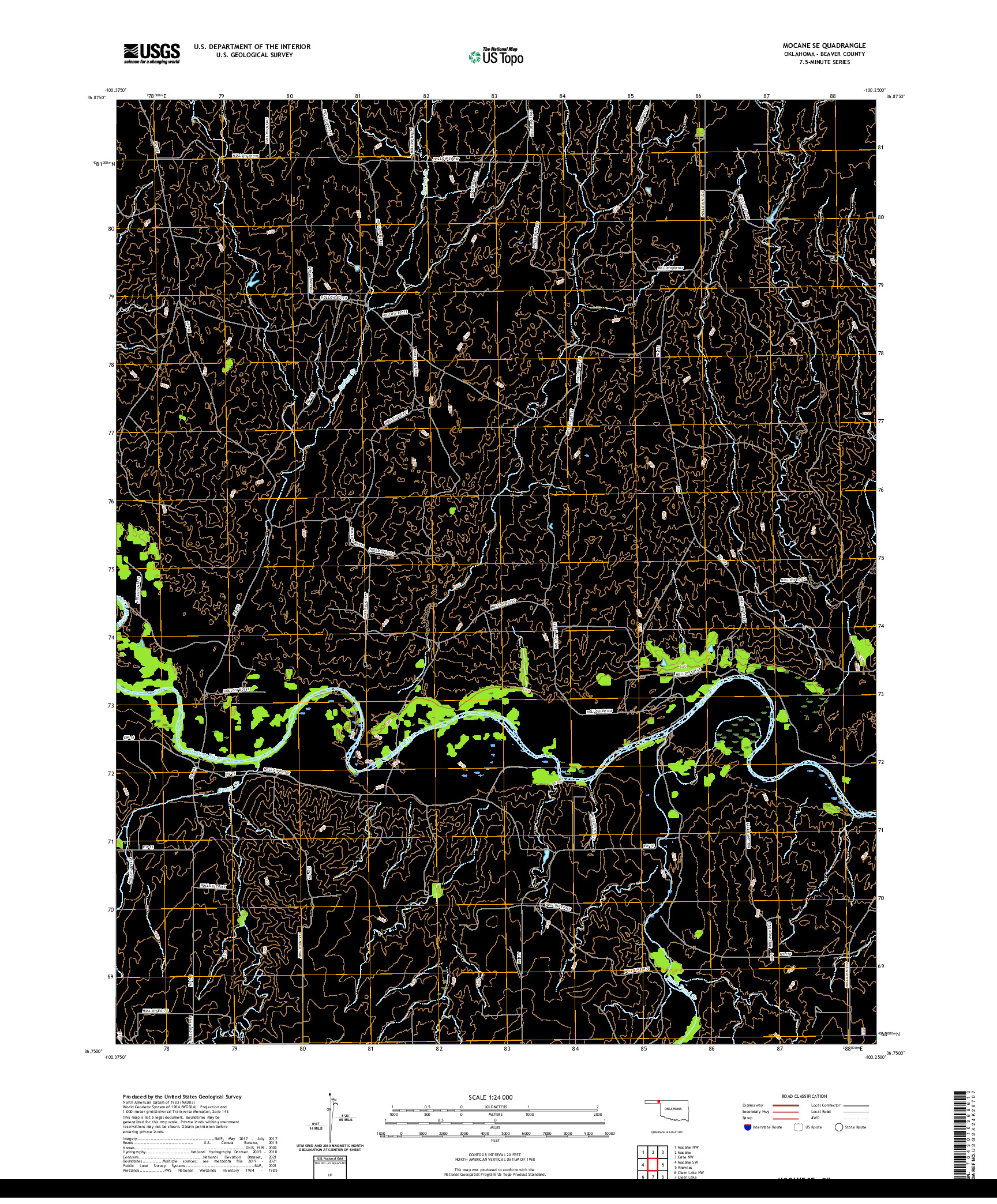 US TOPO 7.5-MINUTE MAP FOR MOCANE SE, OK