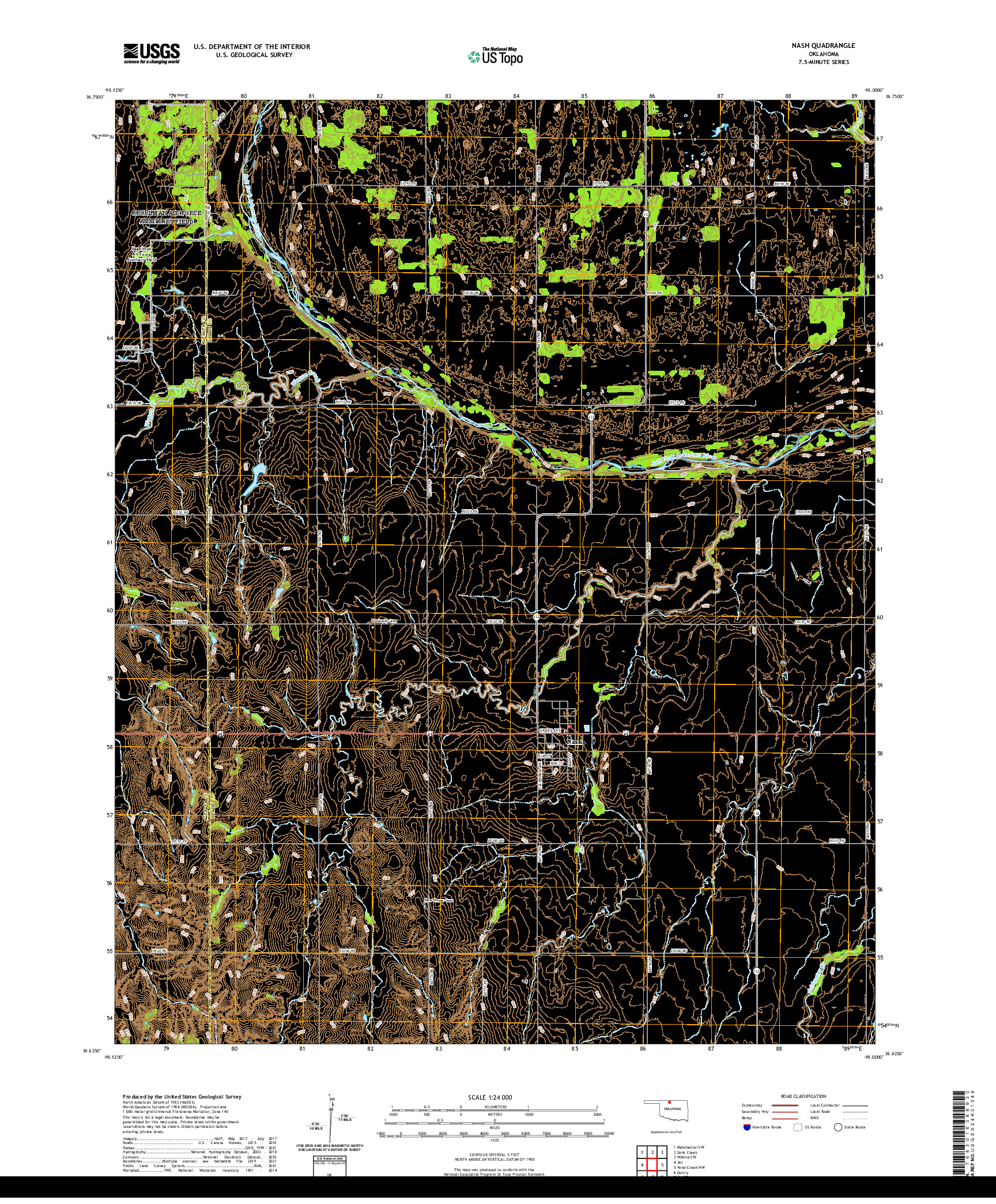 US TOPO 7.5-MINUTE MAP FOR NASH, OK