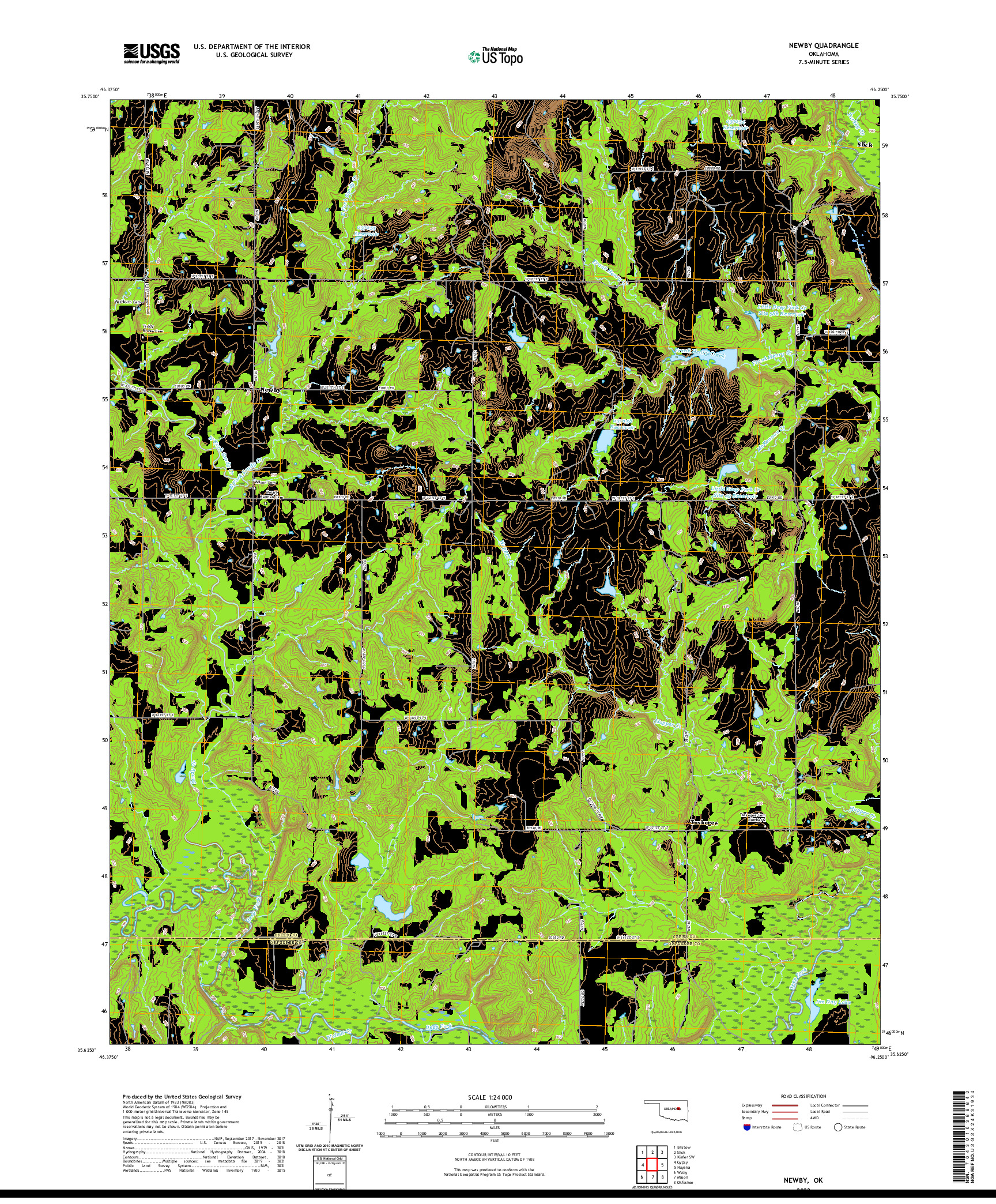 US TOPO 7.5-MINUTE MAP FOR NEWBY, OK