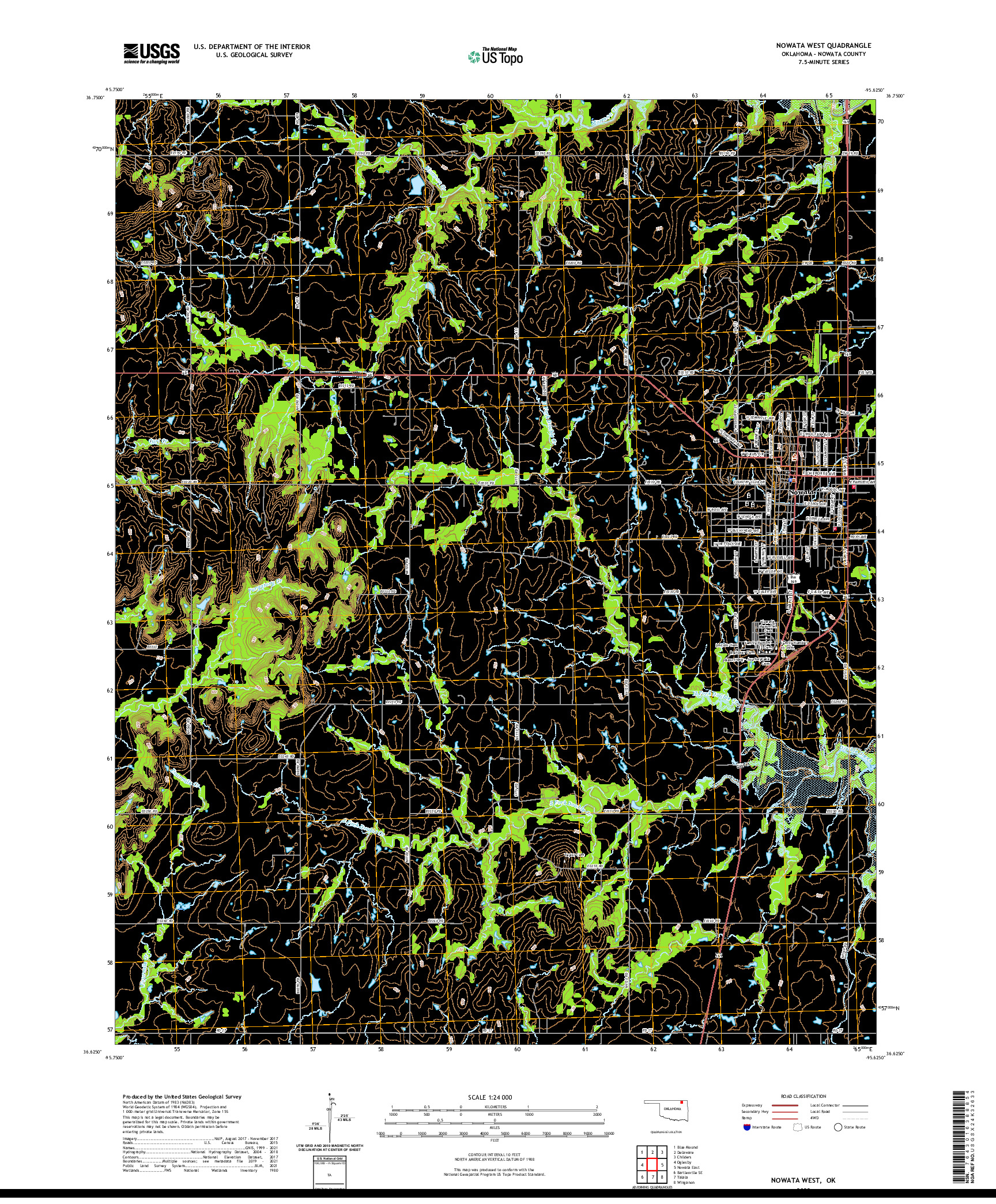 US TOPO 7.5-MINUTE MAP FOR NOWATA WEST, OK