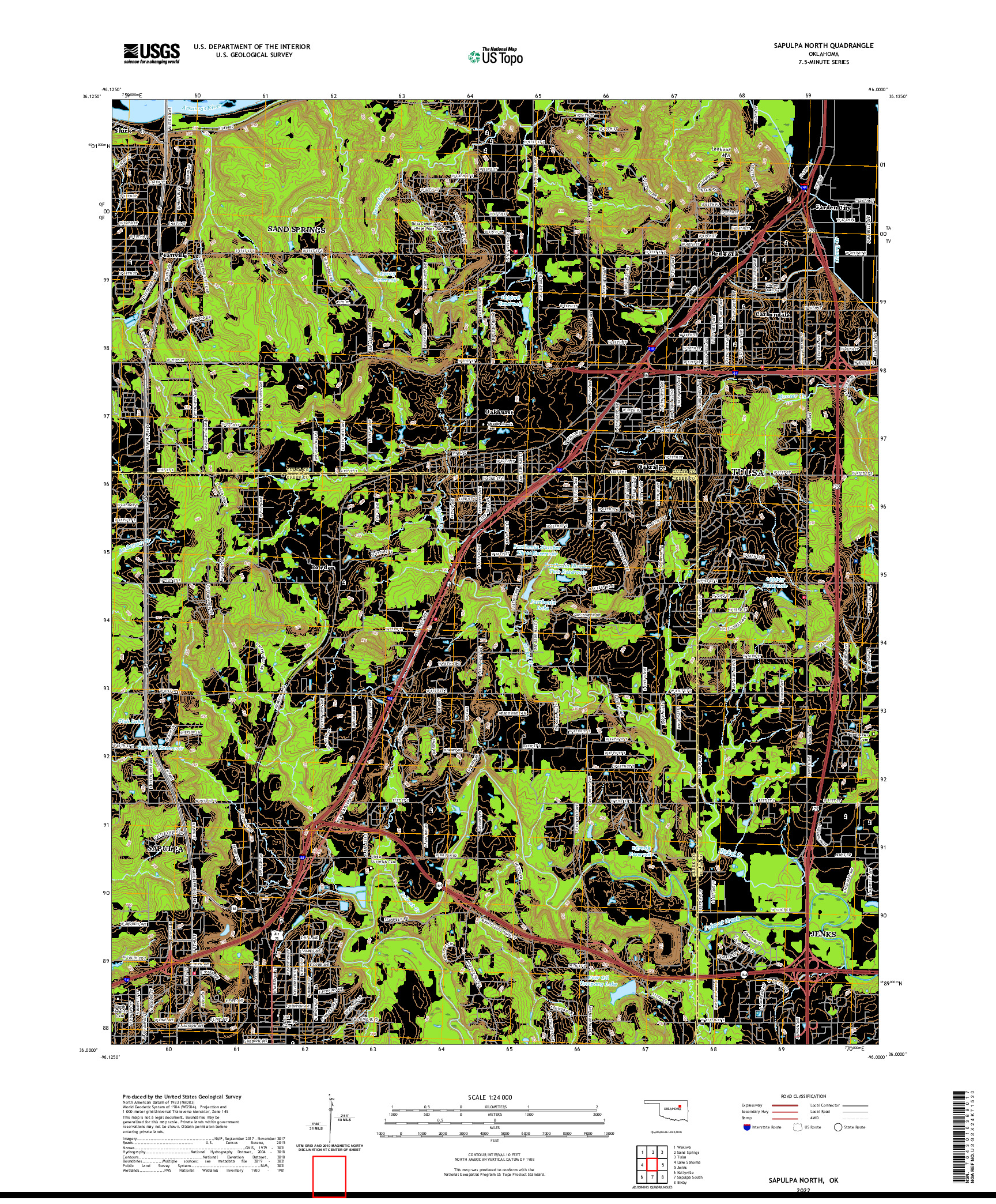 US TOPO 7.5-MINUTE MAP FOR SAPULPA NORTH, OK