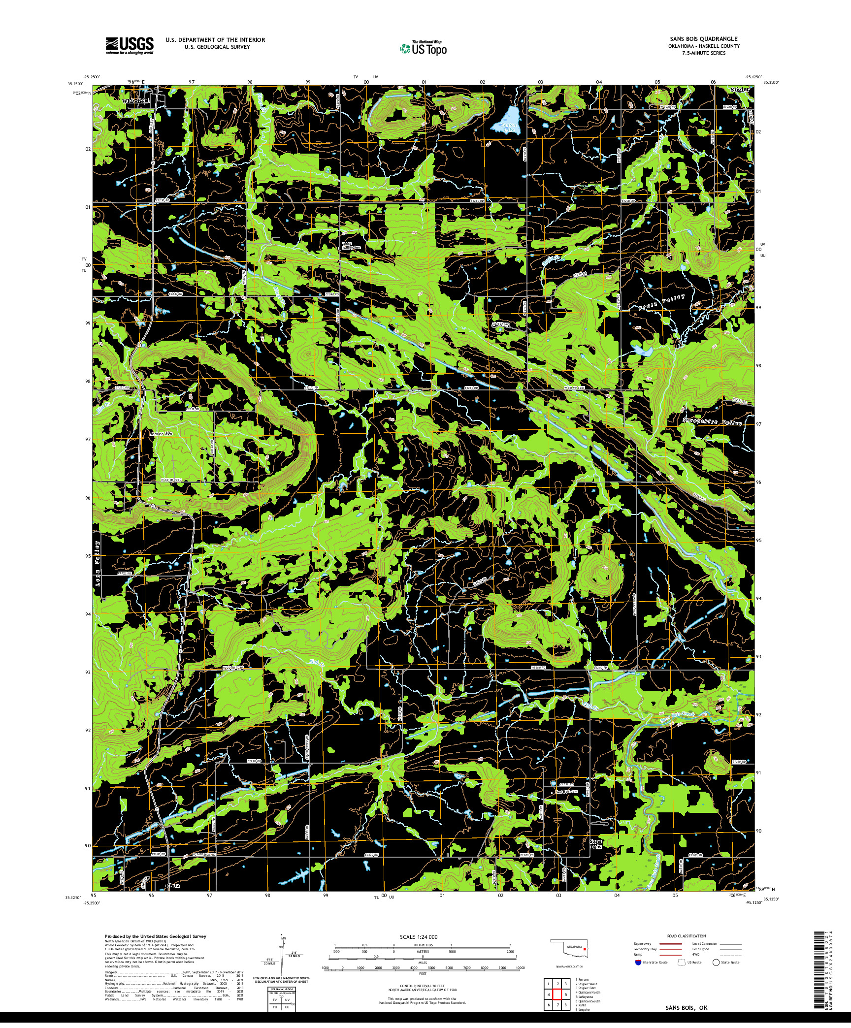 US TOPO 7.5-MINUTE MAP FOR SANS BOIS, OK