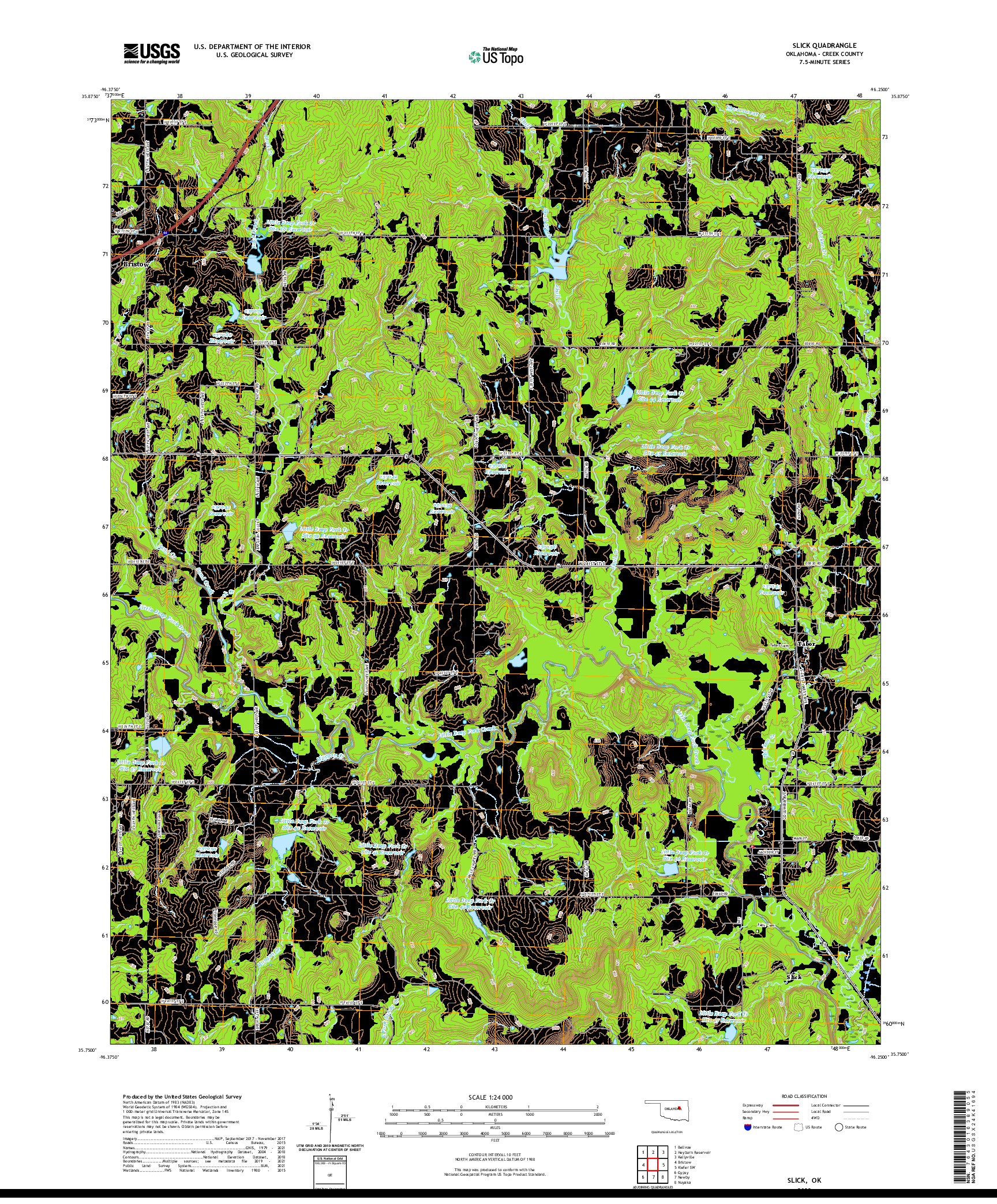 US TOPO 7.5-MINUTE MAP FOR SLICK, OK