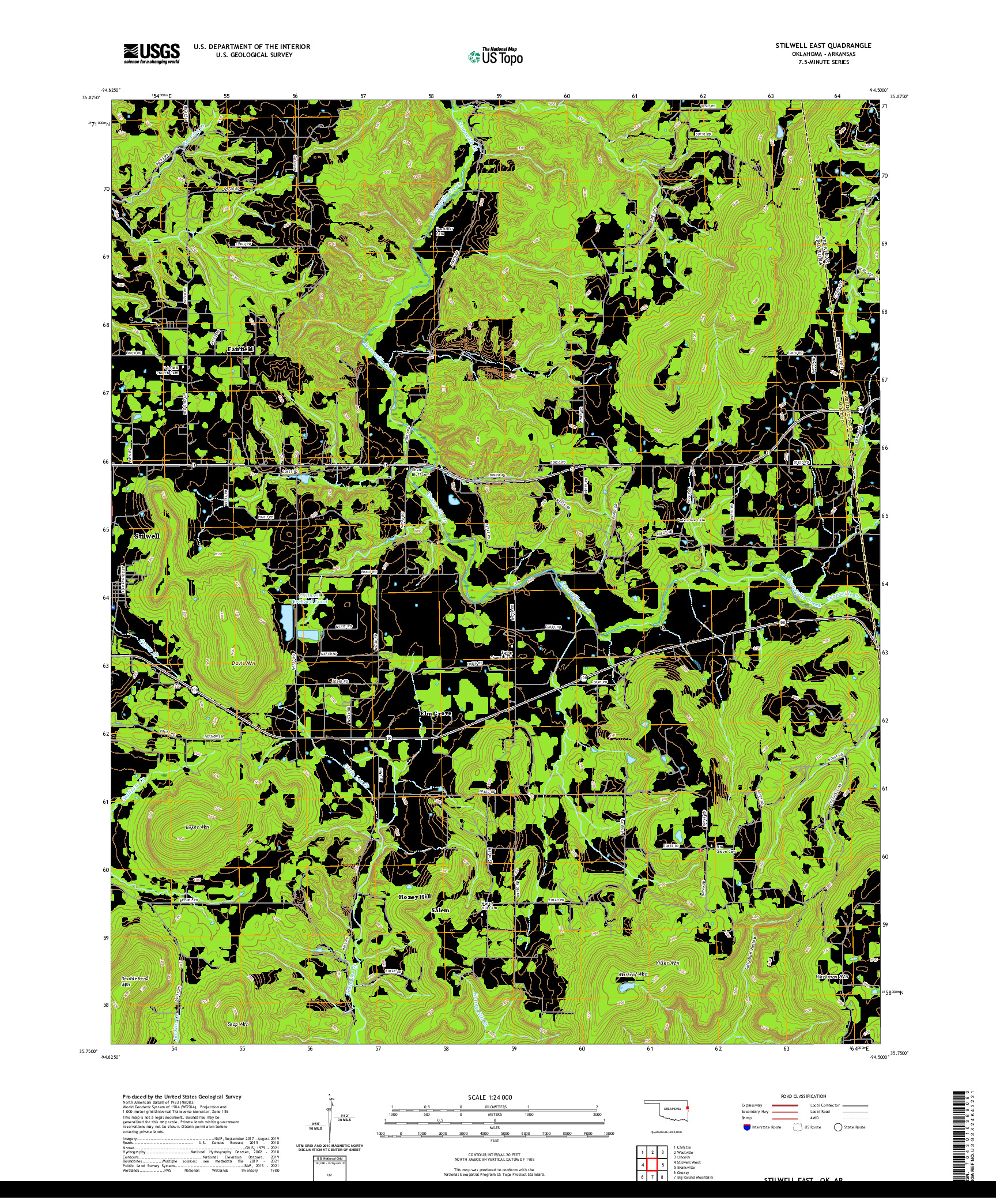 US TOPO 7.5-MINUTE MAP FOR STILWELL EAST, OK,AR