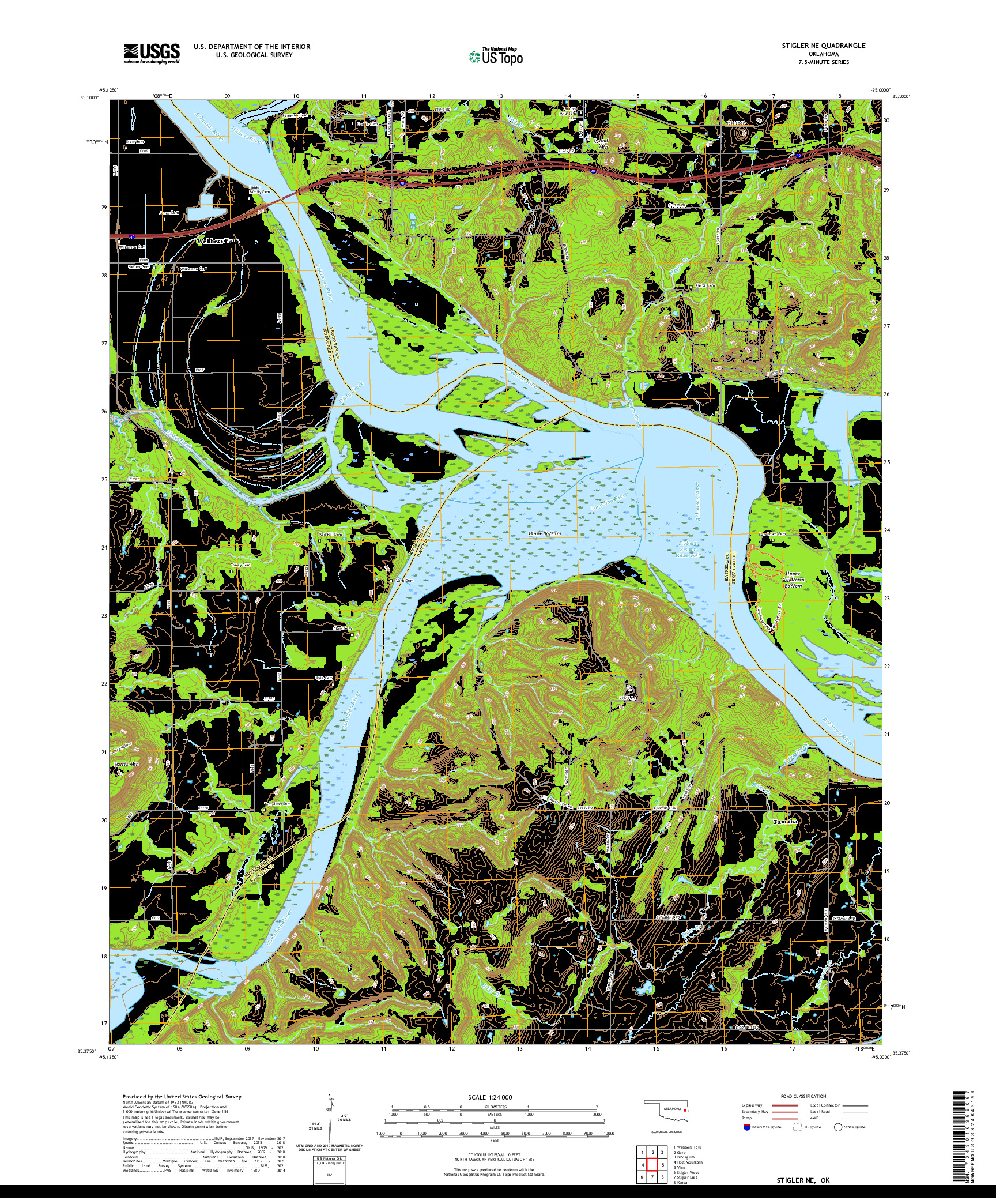 US TOPO 7.5-MINUTE MAP FOR STIGLER NE, OK