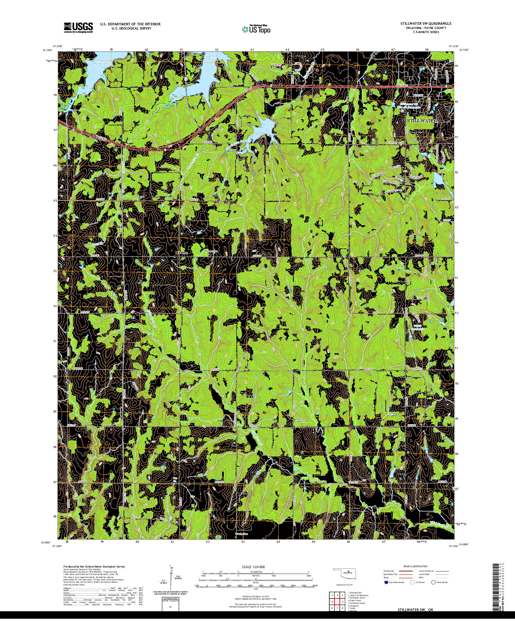 US TOPO 7.5-MINUTE MAP FOR STILLWATER SW, OK