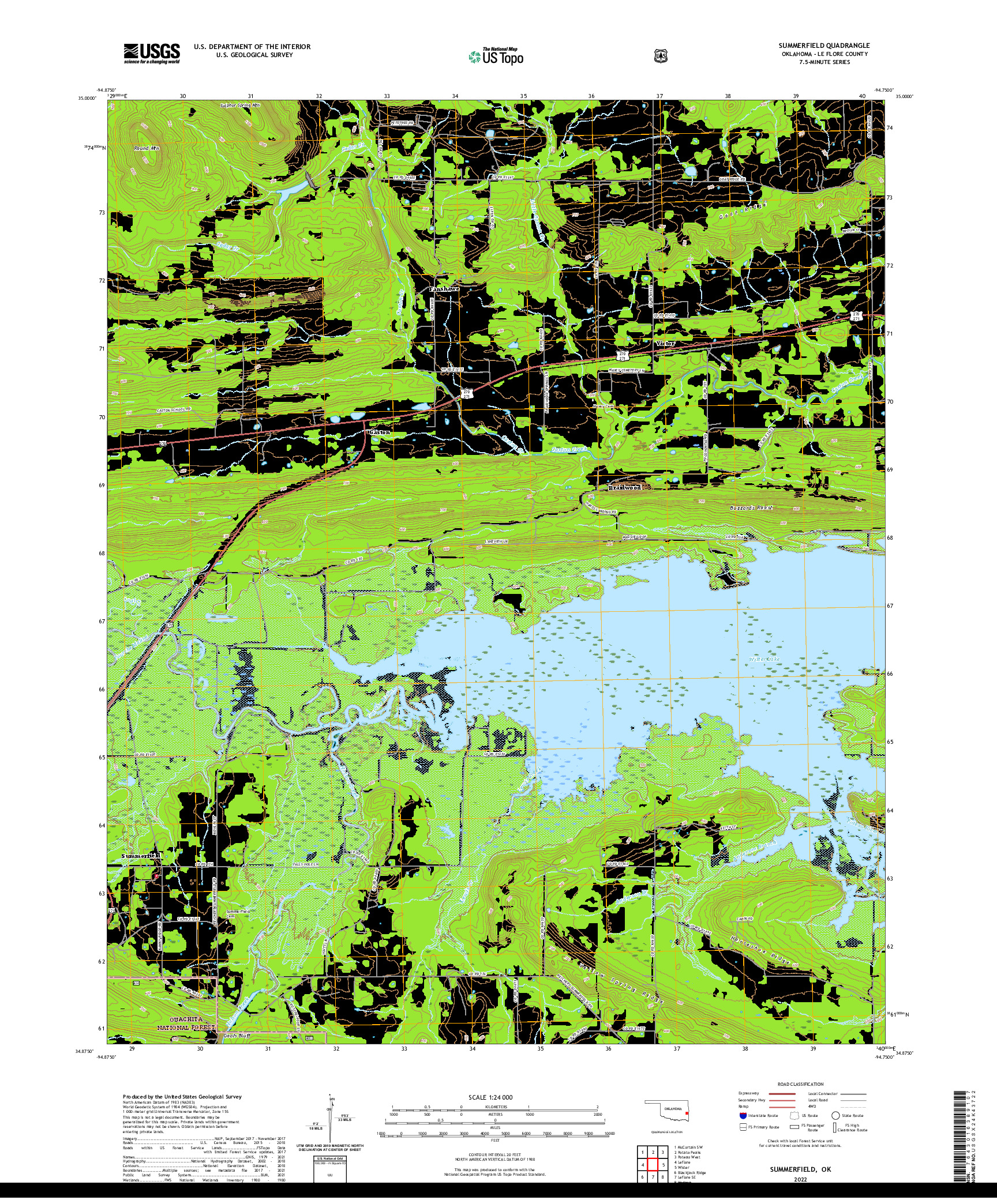 US TOPO 7.5-MINUTE MAP FOR SUMMERFIELD, OK