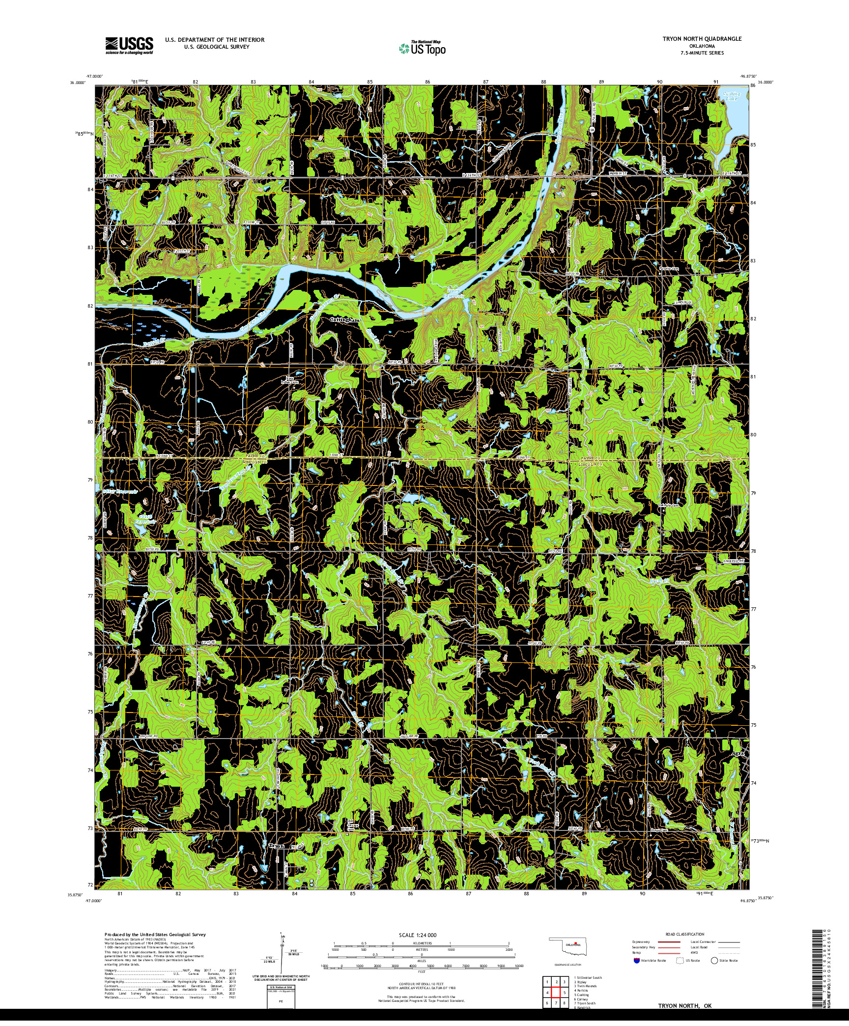 US TOPO 7.5-MINUTE MAP FOR TRYON NORTH, OK