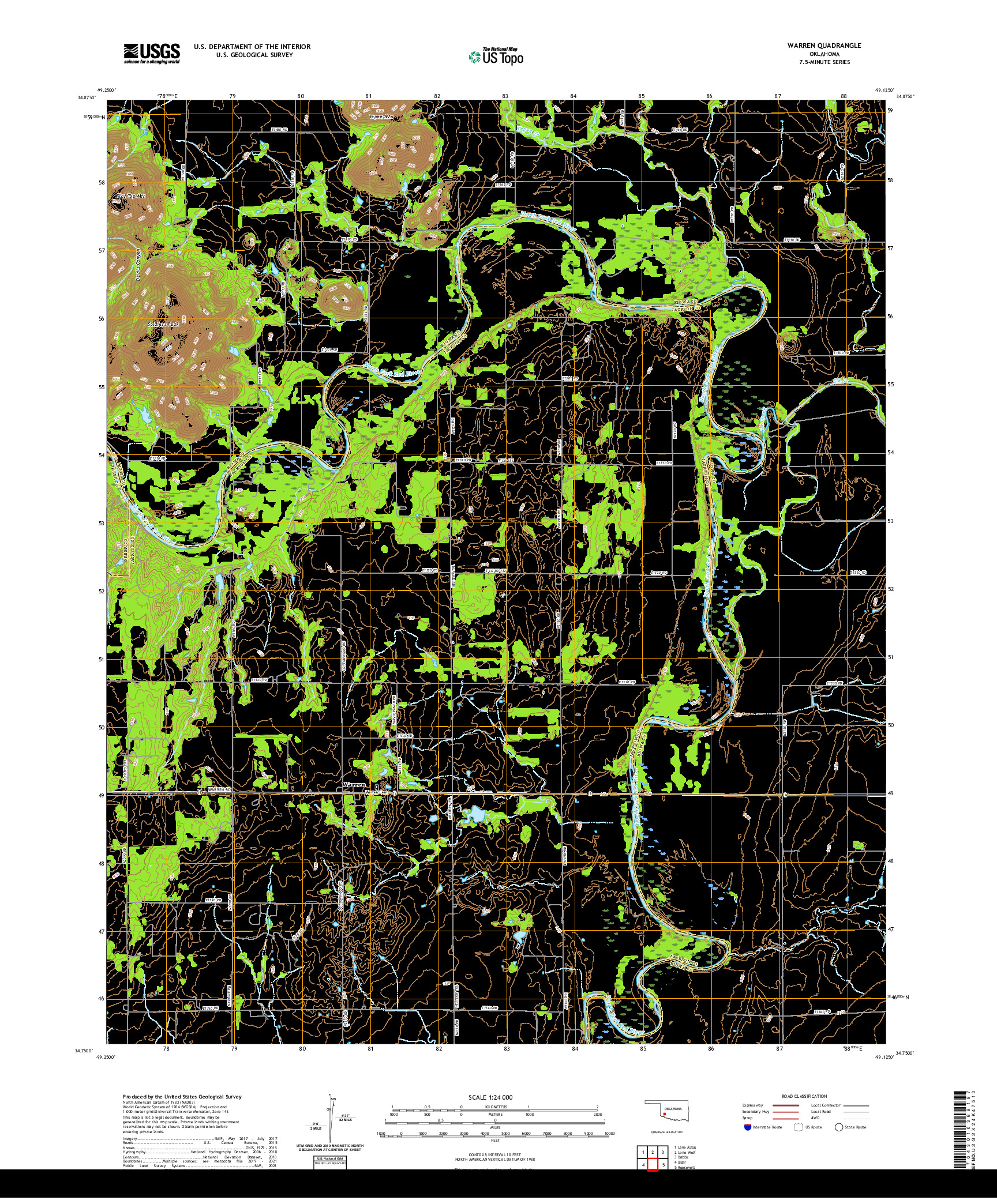 US TOPO 7.5-MINUTE MAP FOR WARREN, OK