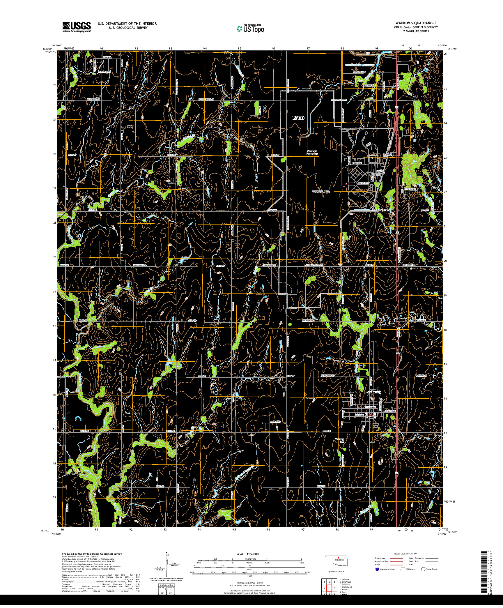 US TOPO 7.5-MINUTE MAP FOR WAUKOMIS, OK