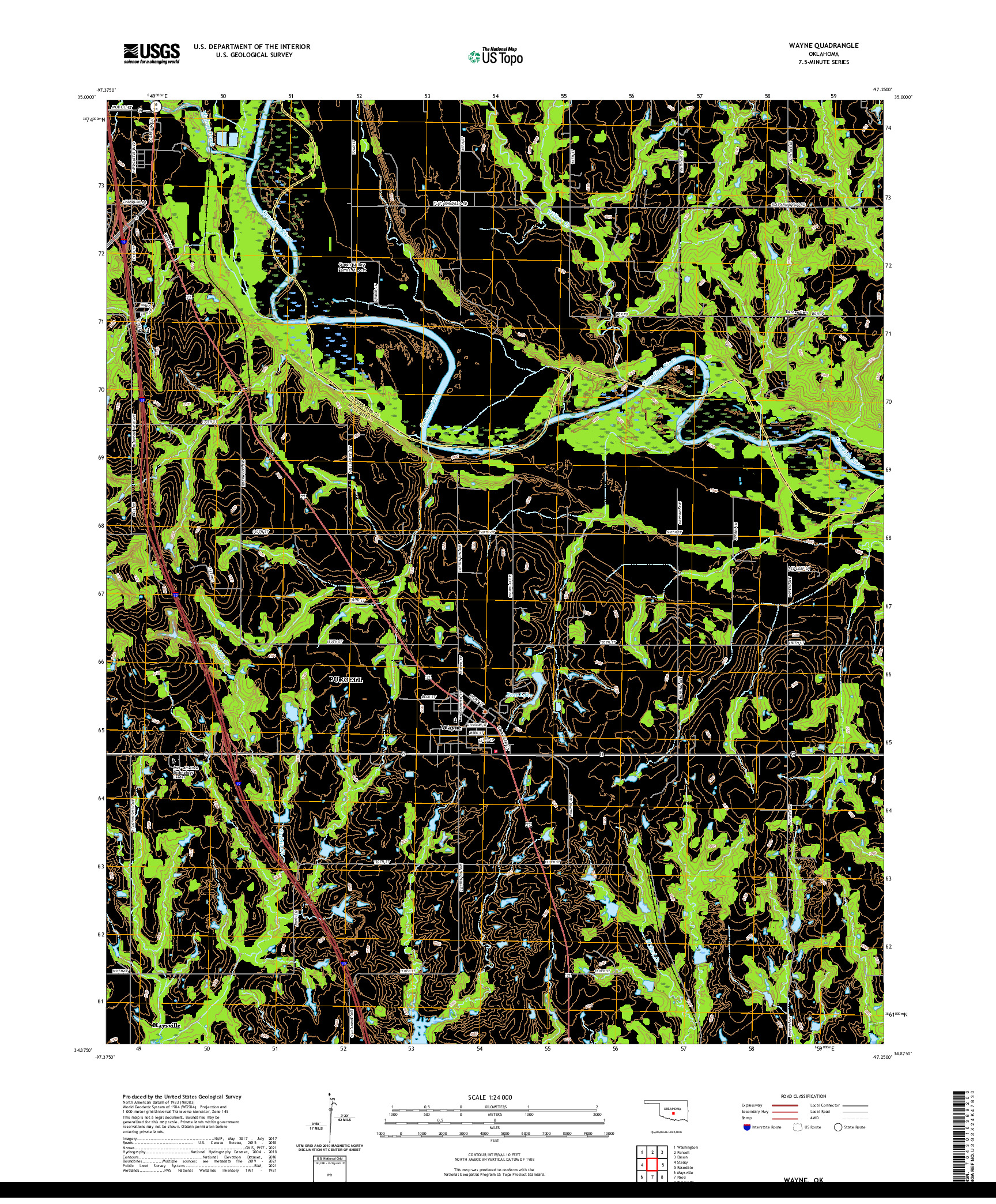 US TOPO 7.5-MINUTE MAP FOR WAYNE, OK