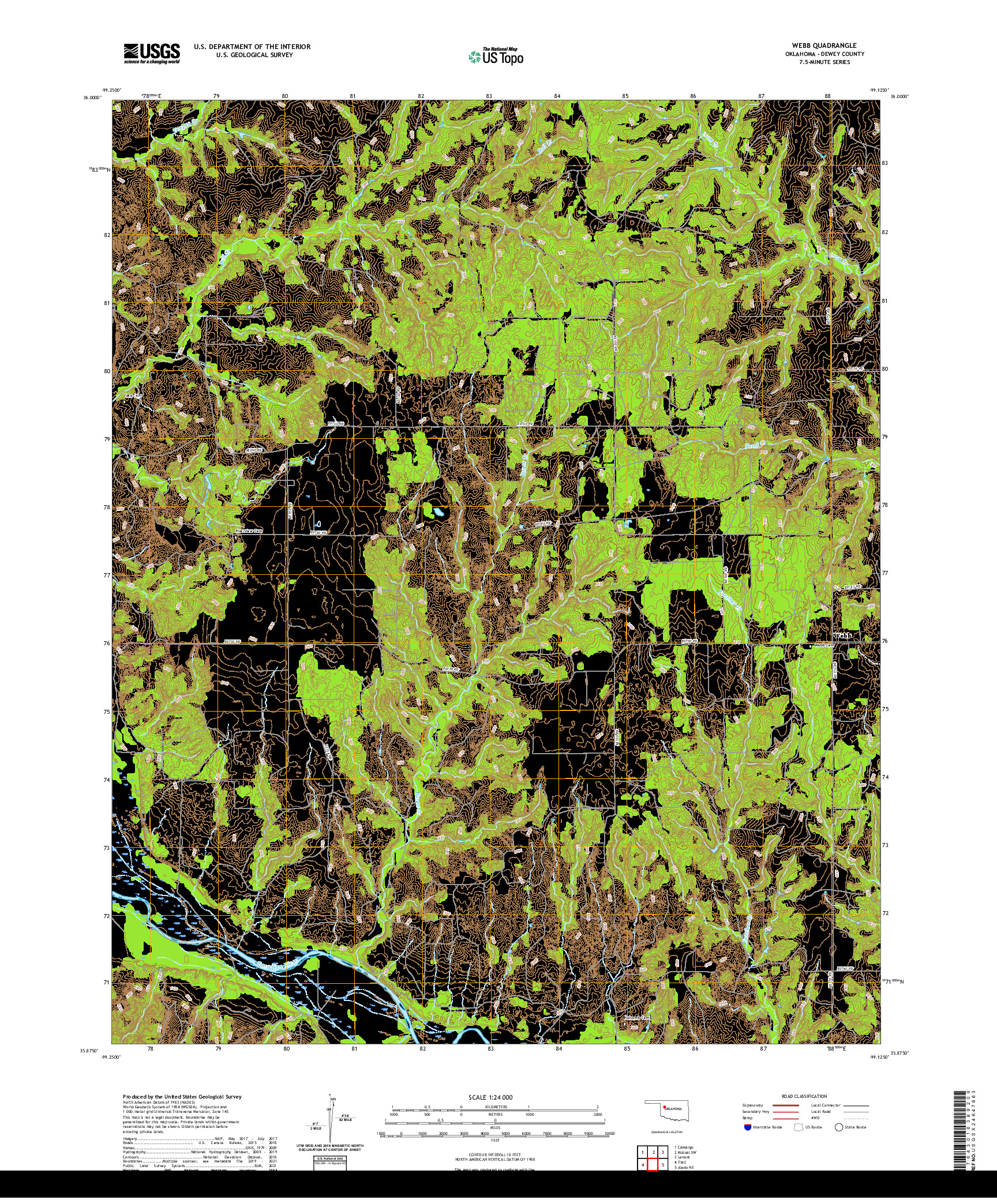 US TOPO 7.5-MINUTE MAP FOR WEBB, OK