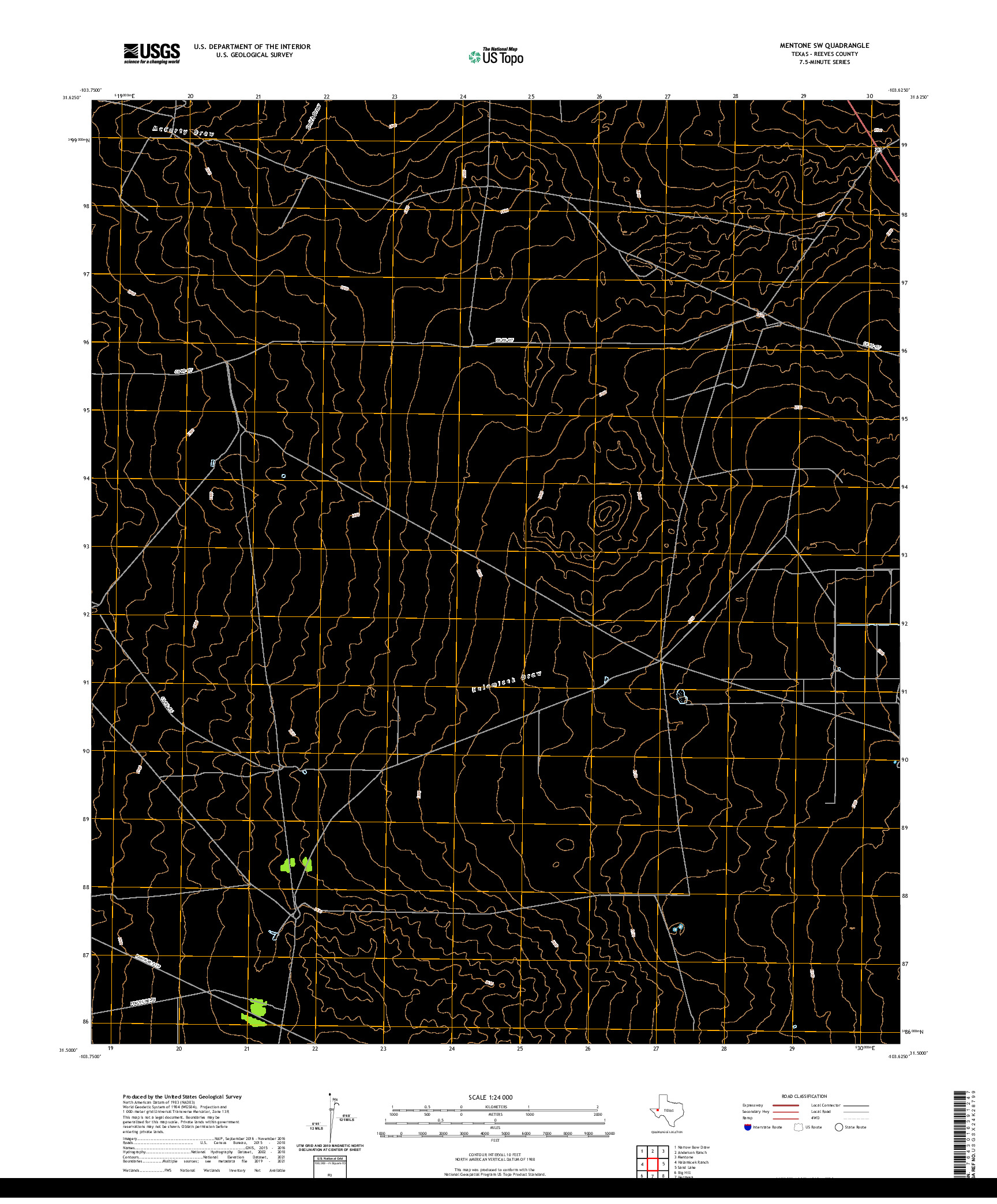 US TOPO 7.5-MINUTE MAP FOR MENTONE SW, TX