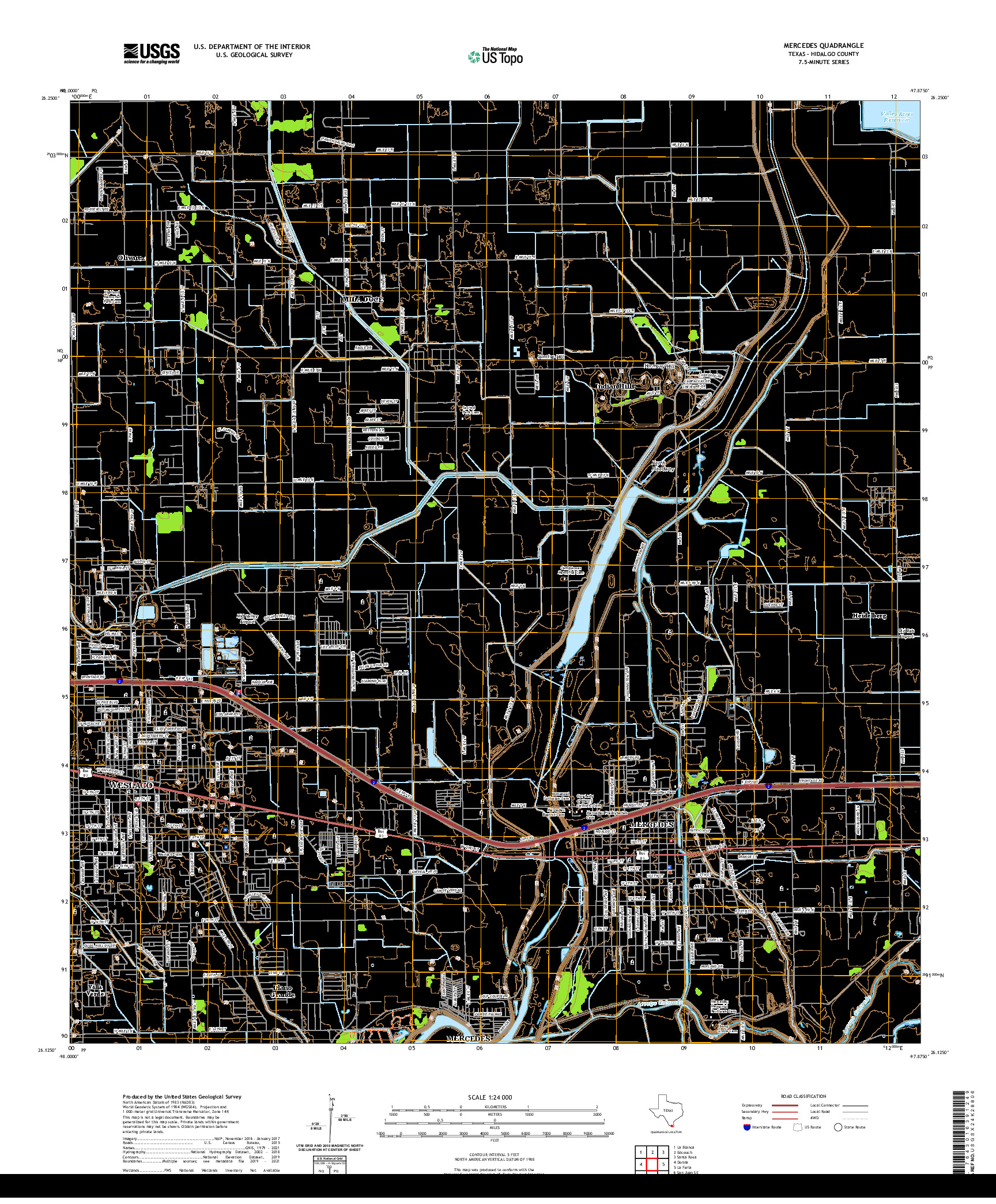 US TOPO 7.5-MINUTE MAP FOR MERCEDES, TX