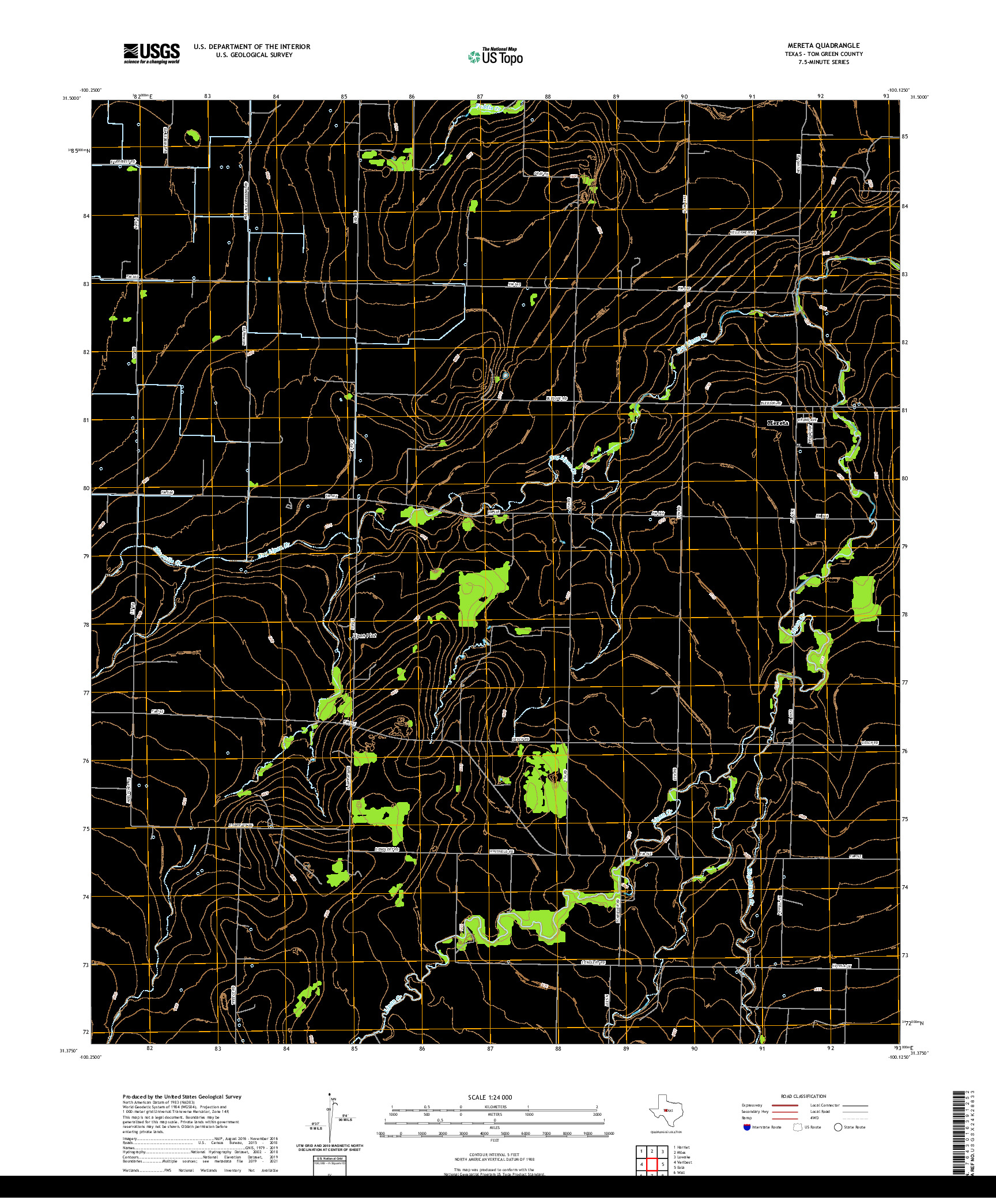 US TOPO 7.5-MINUTE MAP FOR MERETA, TX