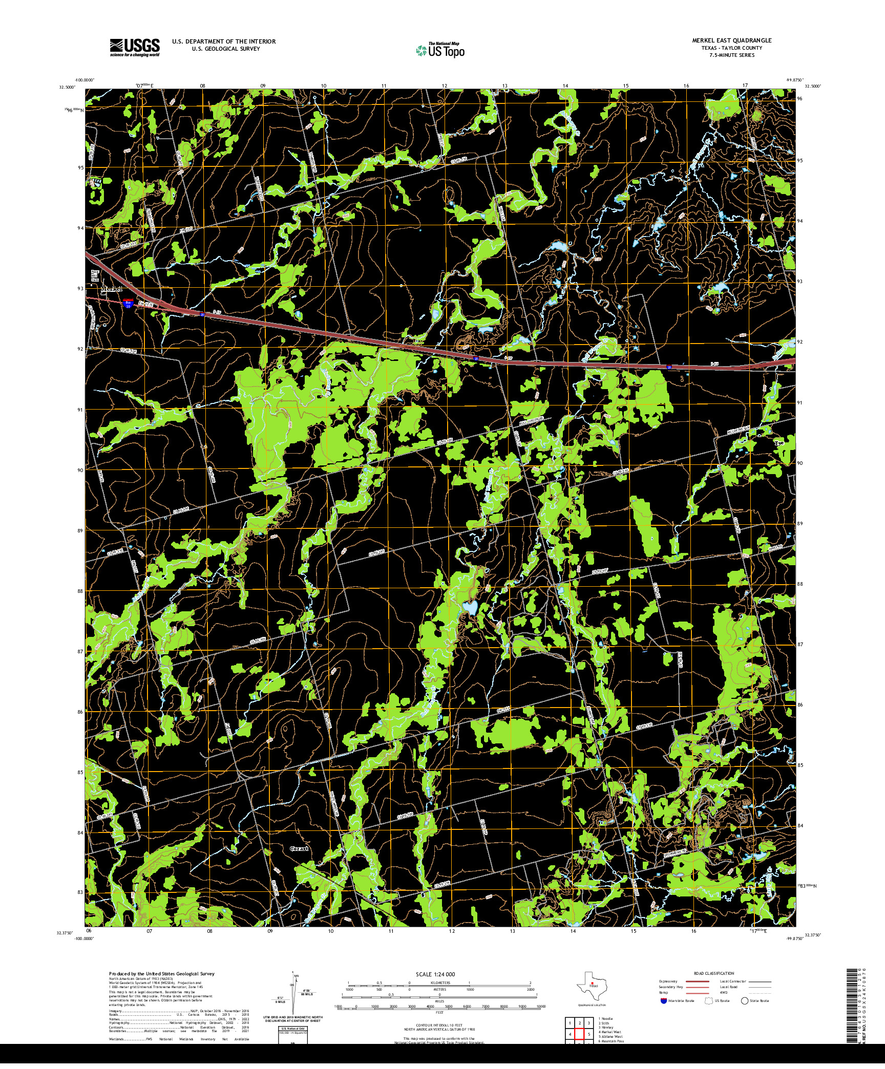 US TOPO 7.5-MINUTE MAP FOR MERKEL EAST, TX