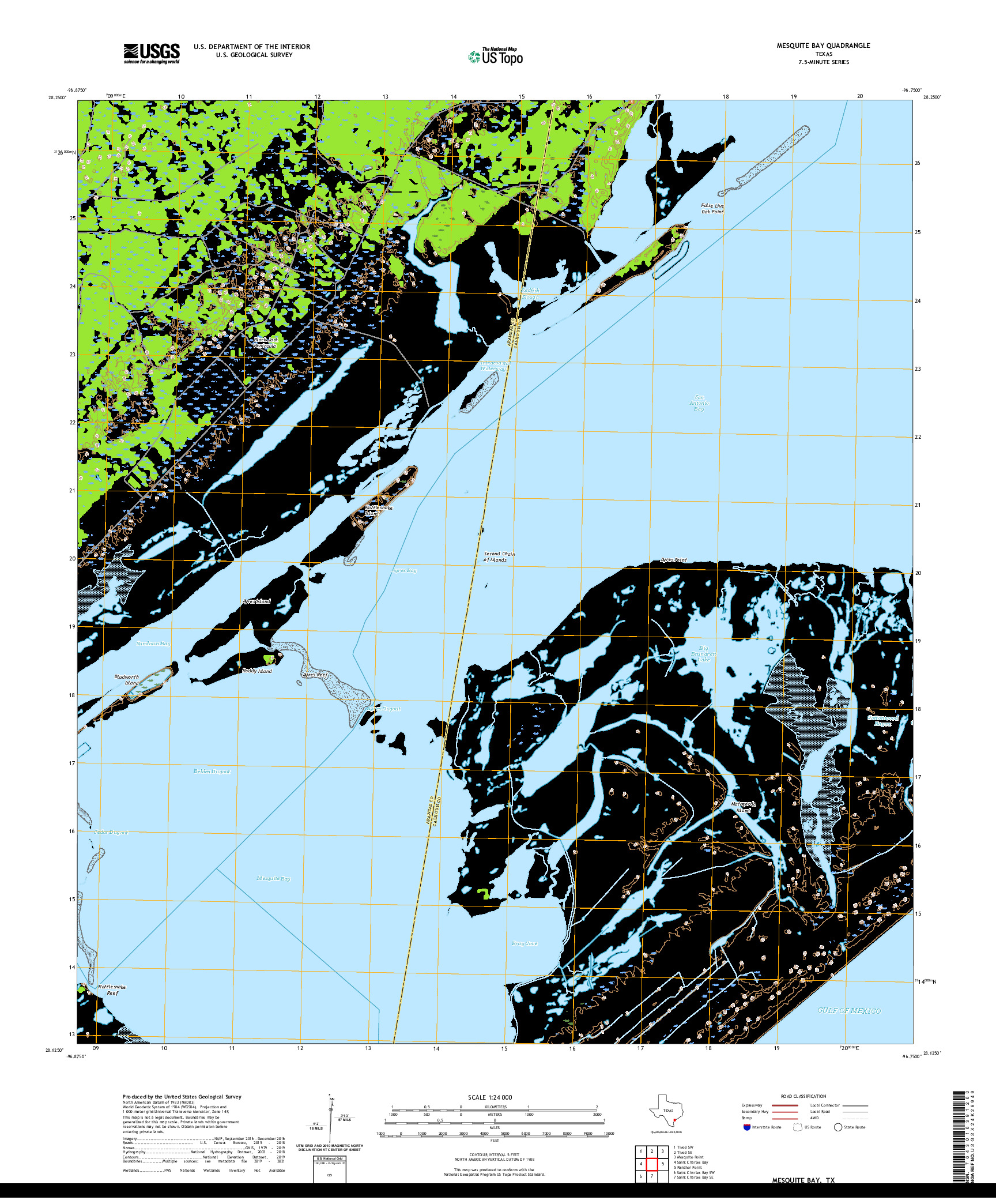 US TOPO 7.5-MINUTE MAP FOR MESQUITE BAY, TX